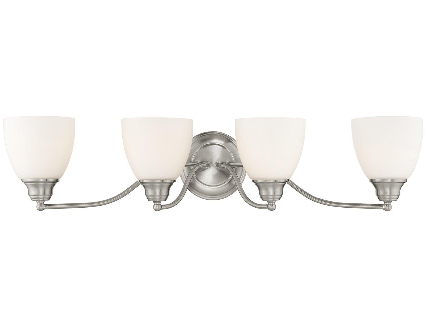 Livex Lighting Somerville 4-Light Brushed Nickel Glass Vanity Light