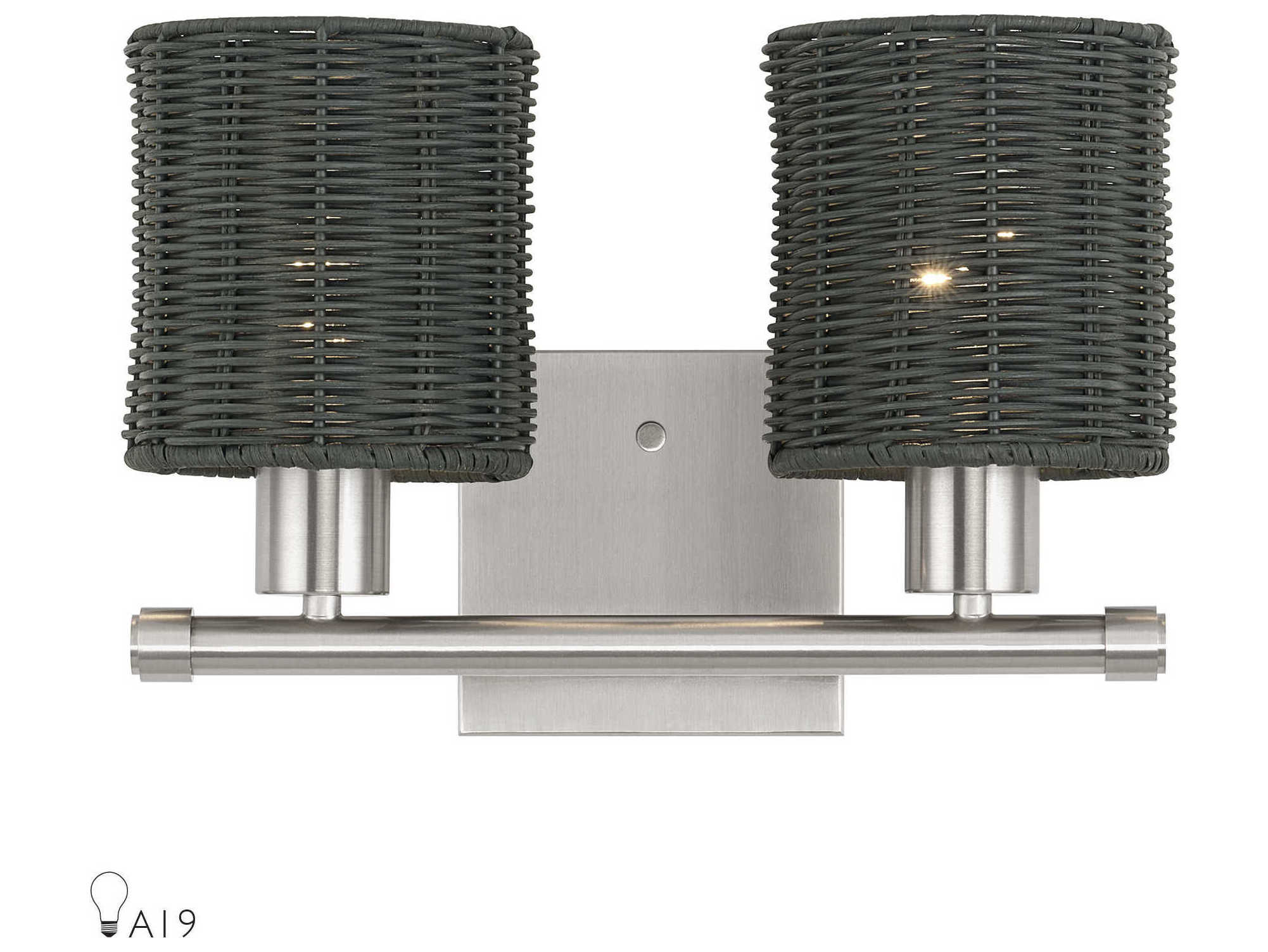 Livex Lighting Weavington 2-Light Brushed Nickel Vanity Light