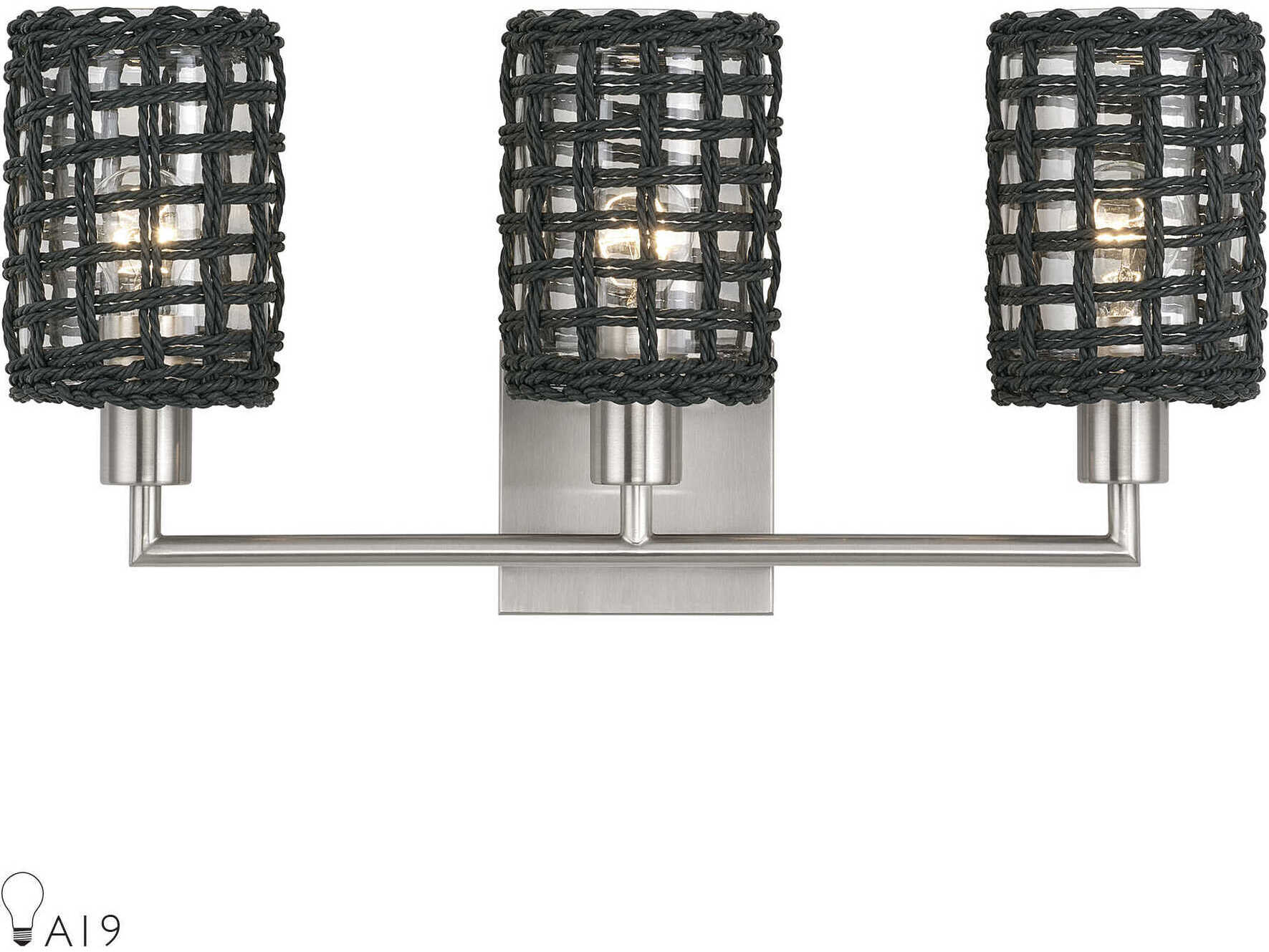 Livex Lighting Twinewell 3-Light Brushed Nickel Vanity Light