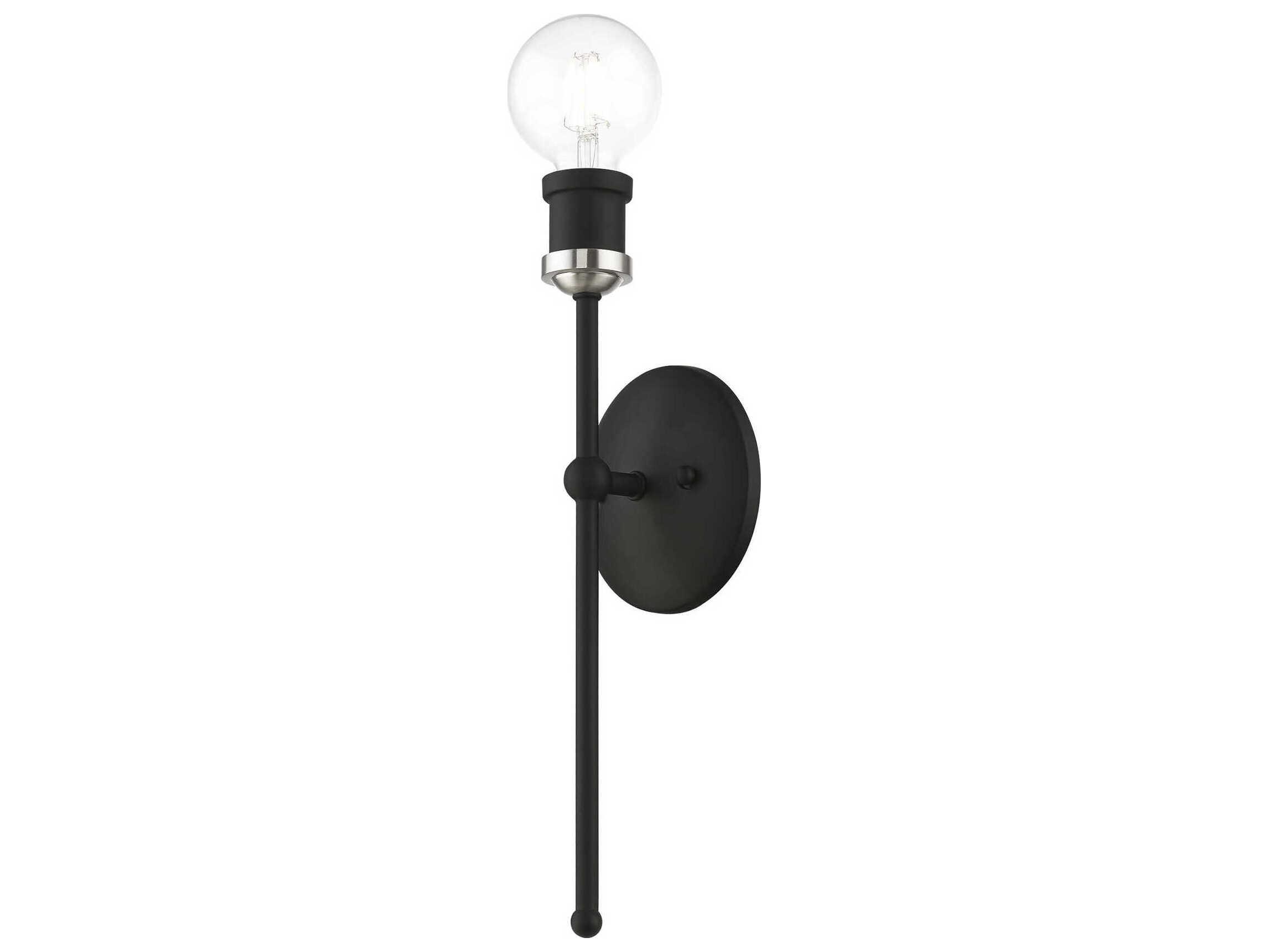 Livex Lighting Lansdale 1-Light Black Brushed Nickel Wall Sconce