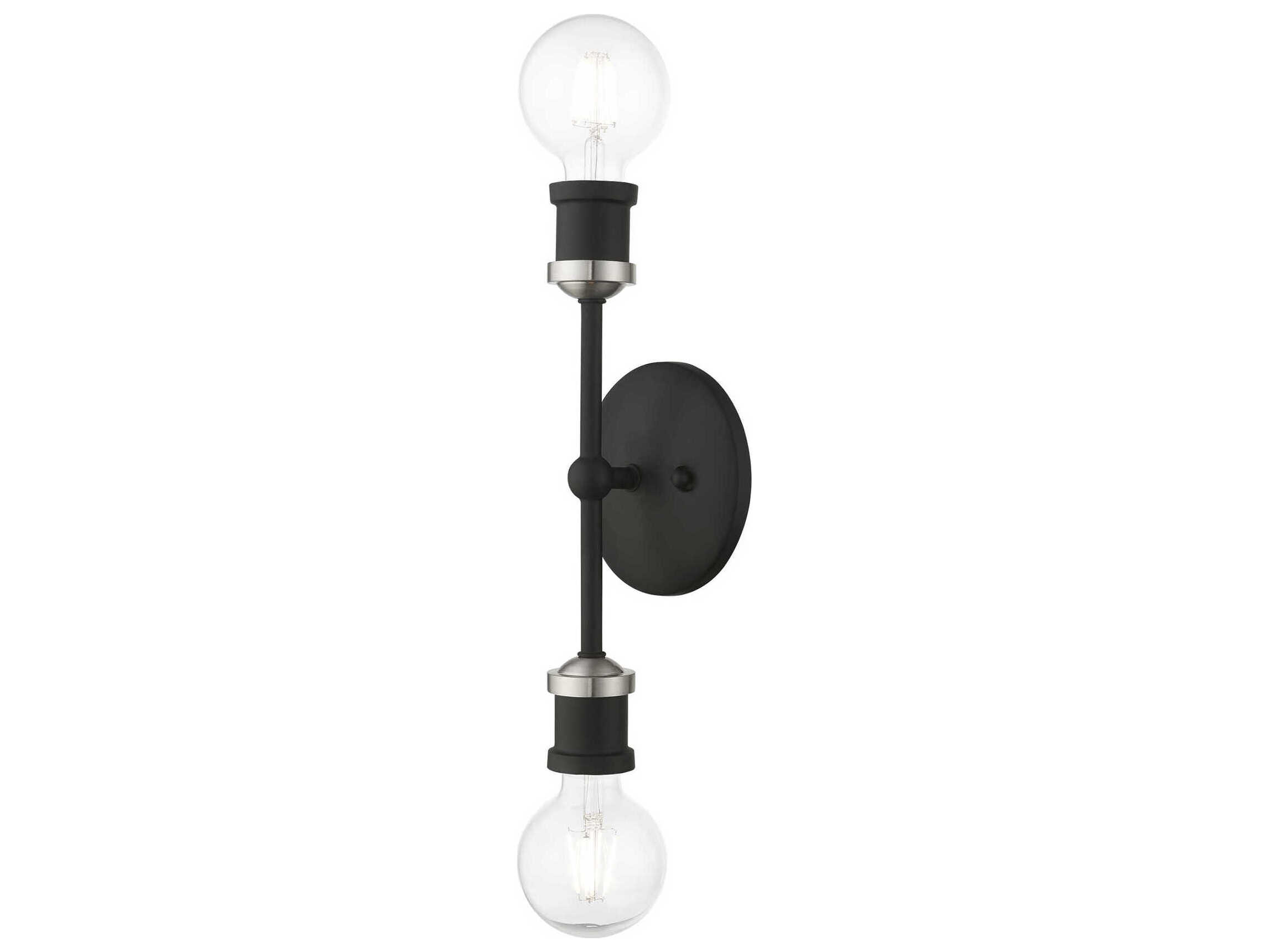 Livex Lighting Lansdale 2-Light Black Brushed Nickel Wall Sconce
