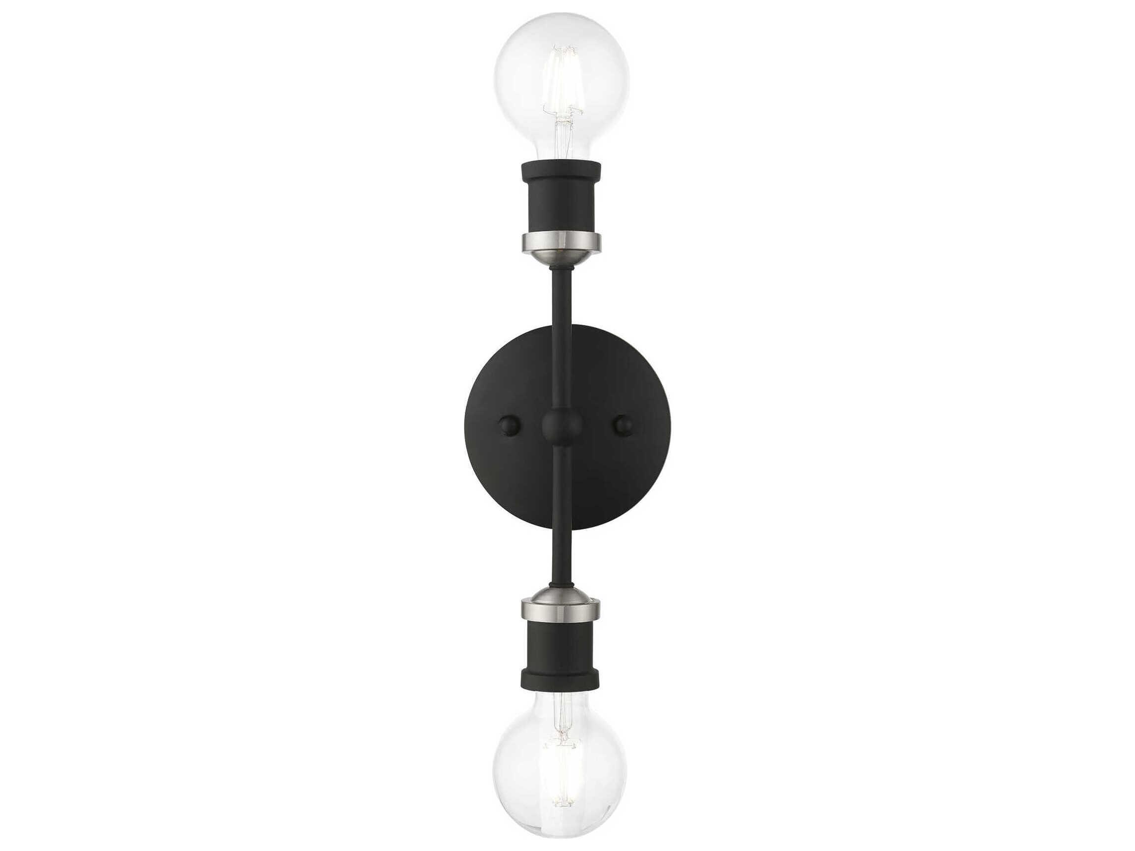 Livex Lighting Lansdale 2-Light Black Brushed Nickel Wall Sconce