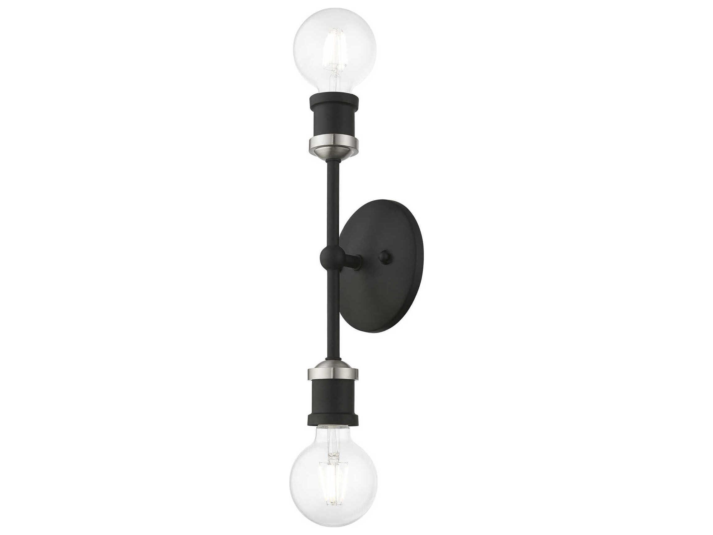 Livex Lighting Lansdale 2-Light Black Brushed Nickel Wall Sconce