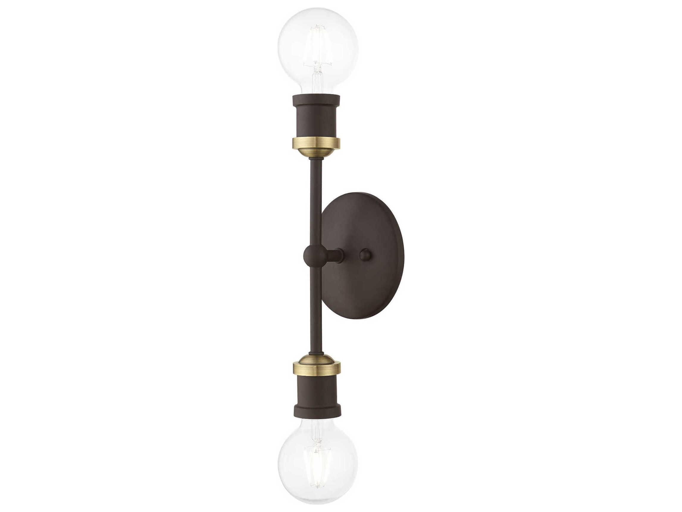 Livex Lighting Lansdale 2-Light Bronze Antique Brass Wall Sconce