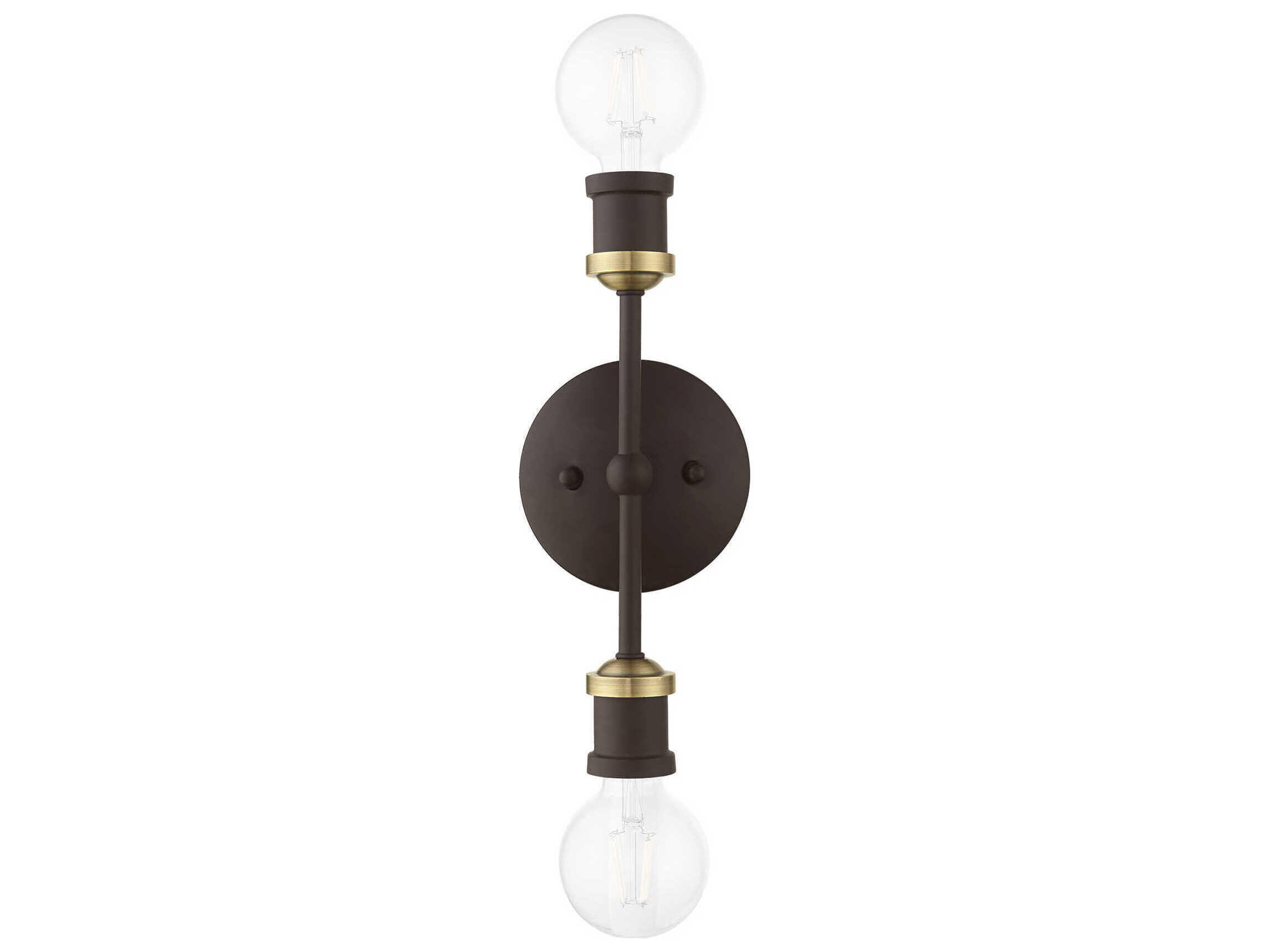 Livex Lighting Lansdale 2-Light Bronze Antique Brass Wall Sconce