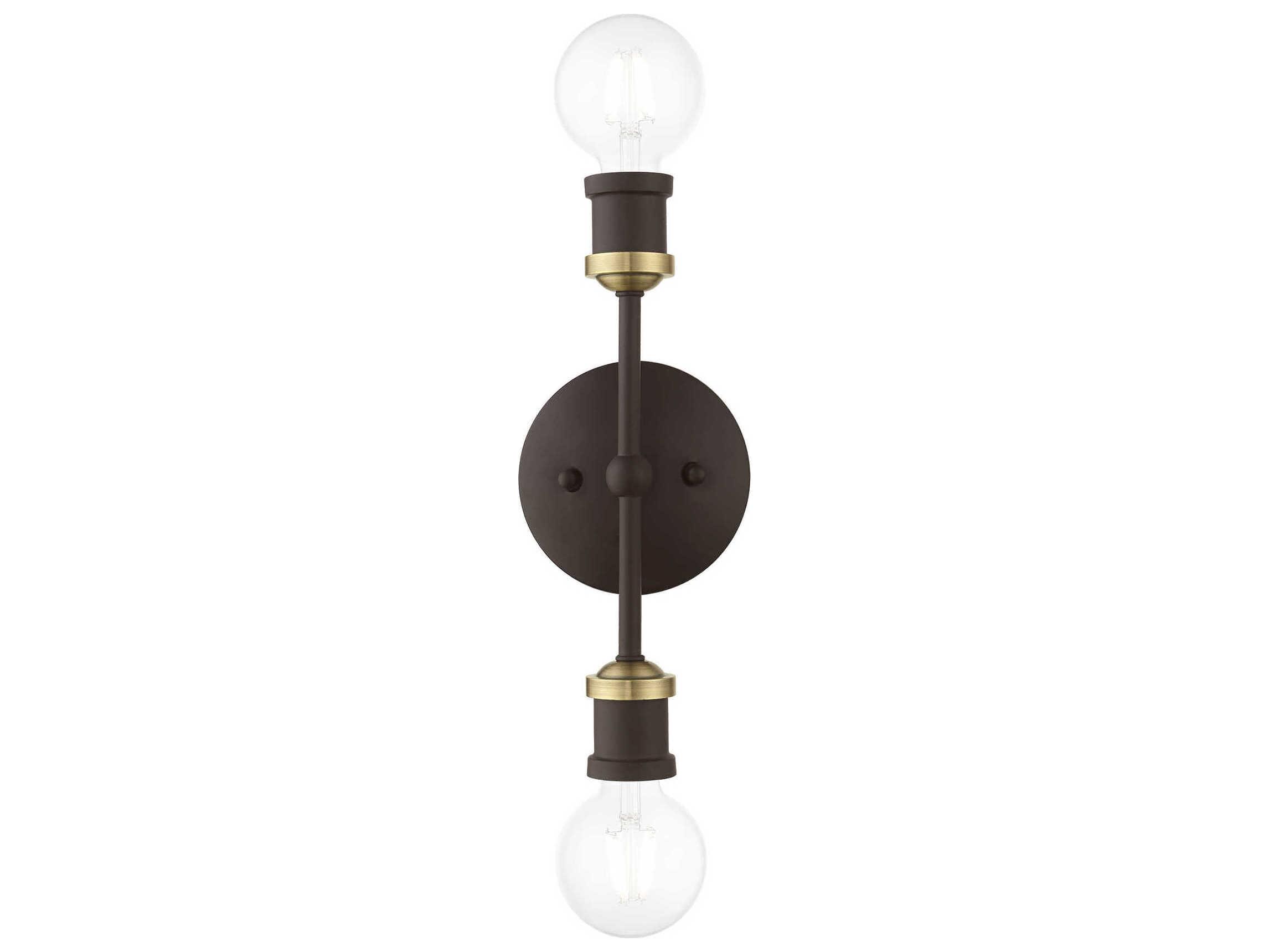 Livex Lighting Lansdale 2-Light Bronze Antique Brass Wall Sconce