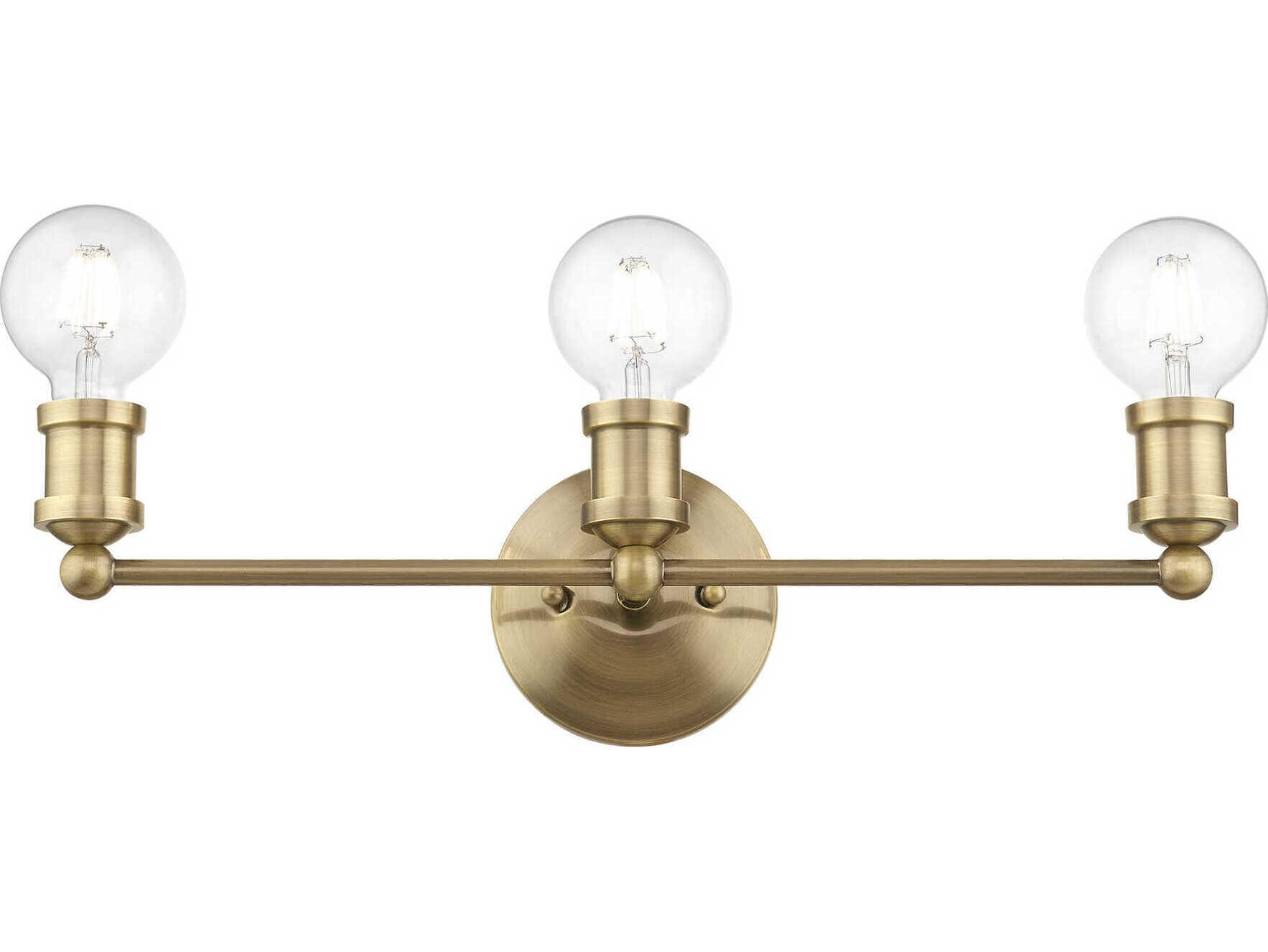 Livex Lighting Lansdale 3-Light Antique Brass Vanity Light