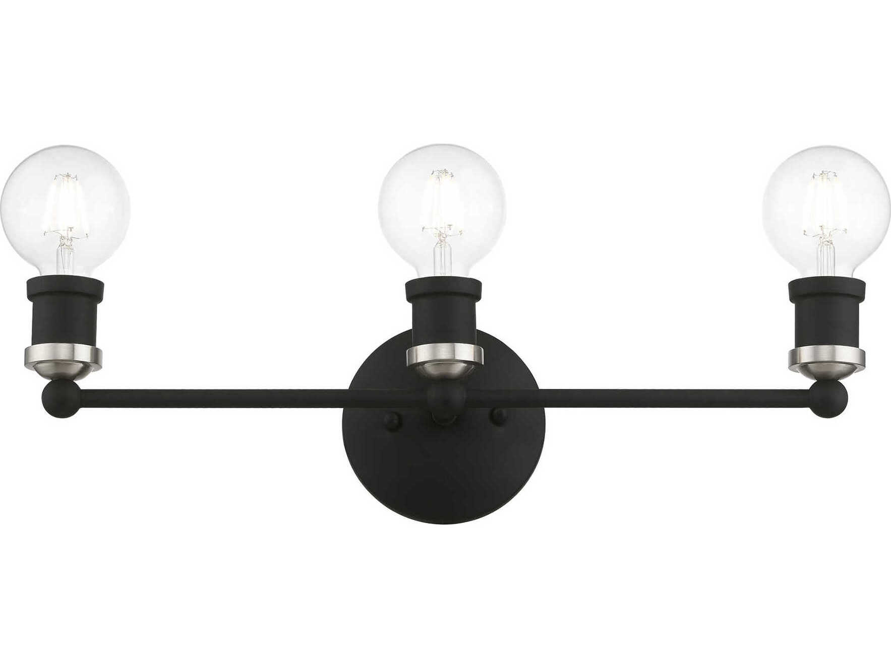 Livex Lighting Lansdale 3-Light Black Brushed Nickel Vanity Light