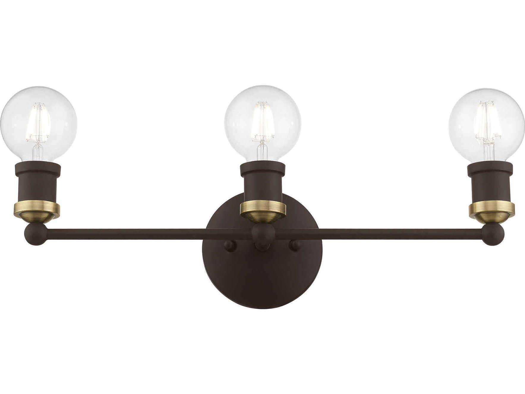 Livex Lighting Lansdale 3-Light Bronze Antique Brass Vanity Light
