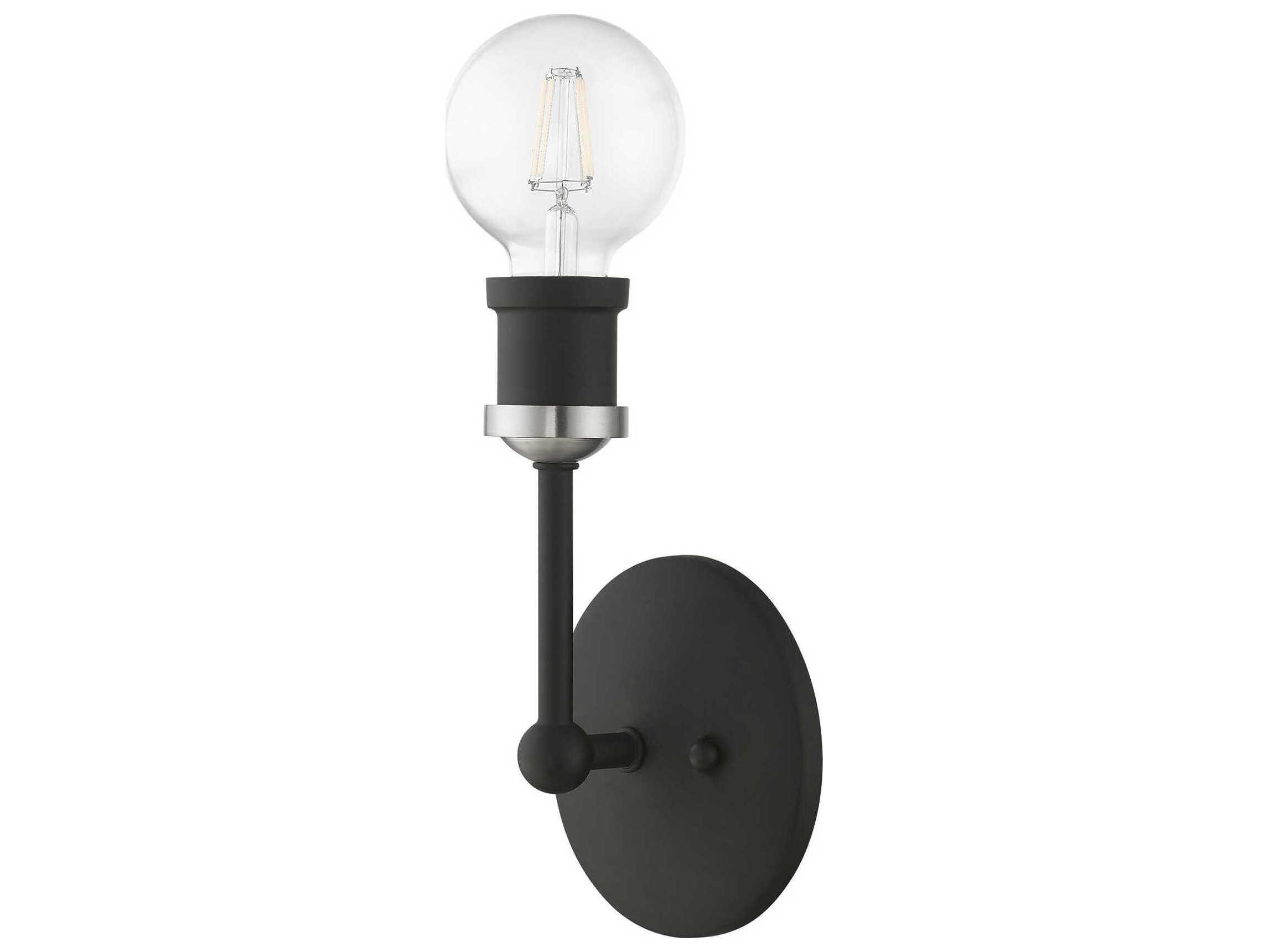 Livex Lighting Lansdale 1-Light Black Brushed Nickel Wall Sconce