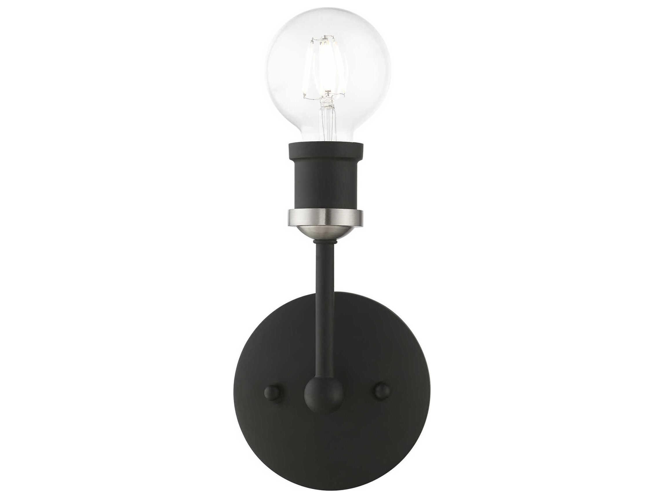 Livex Lighting Lansdale 1-Light Black Brushed Nickel Wall Sconce