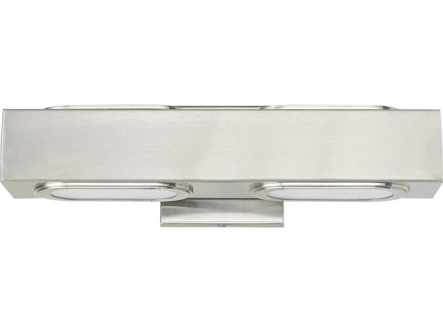 Livex Lighting Kimball 2-Light Brushed Nickel Glass LED Vanity Light