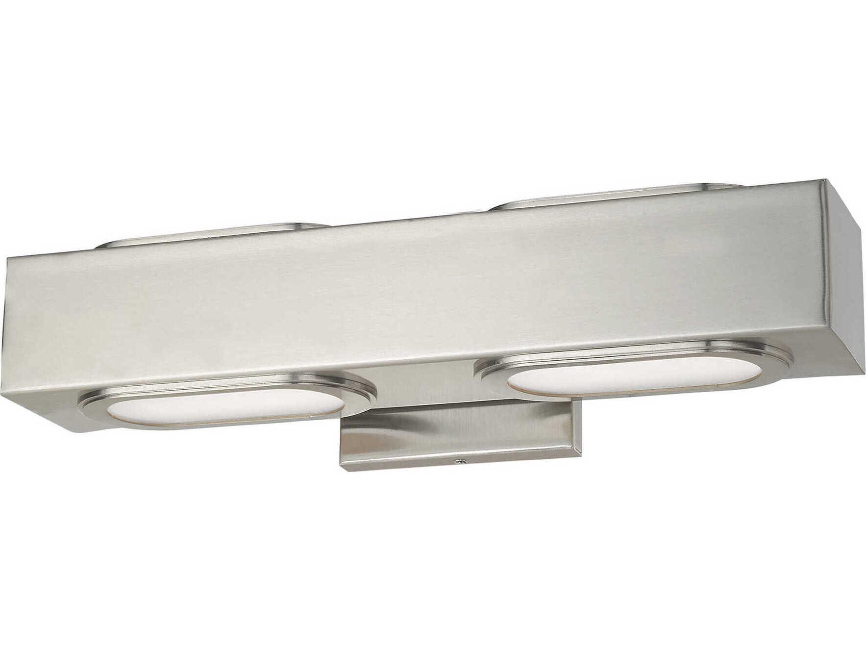 Livex Lighting Kimball 2-Light Brushed Nickel Glass LED Vanity Light