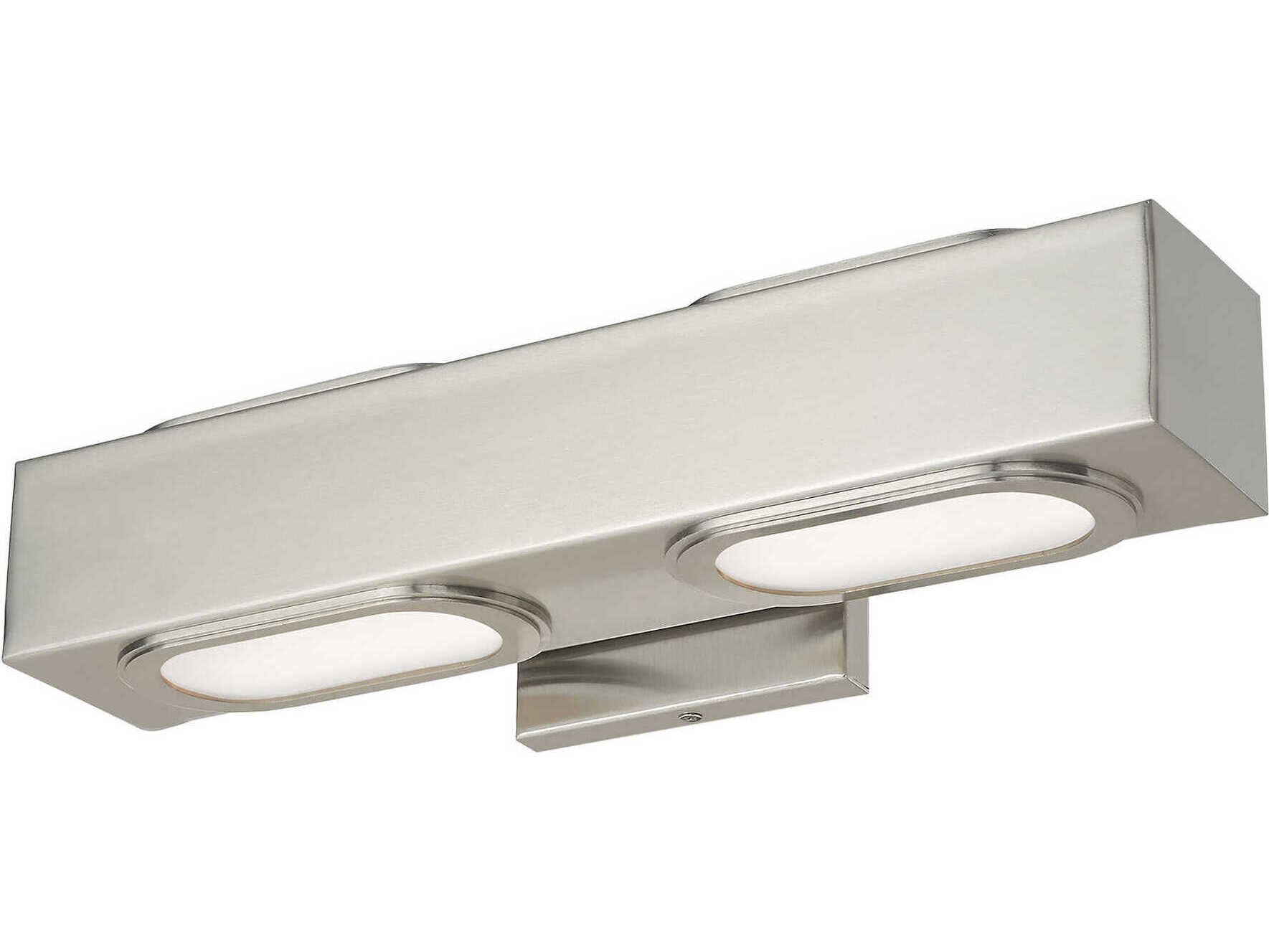 Livex Lighting Kimball 2-Light Brushed Nickel Glass LED Vanity Light