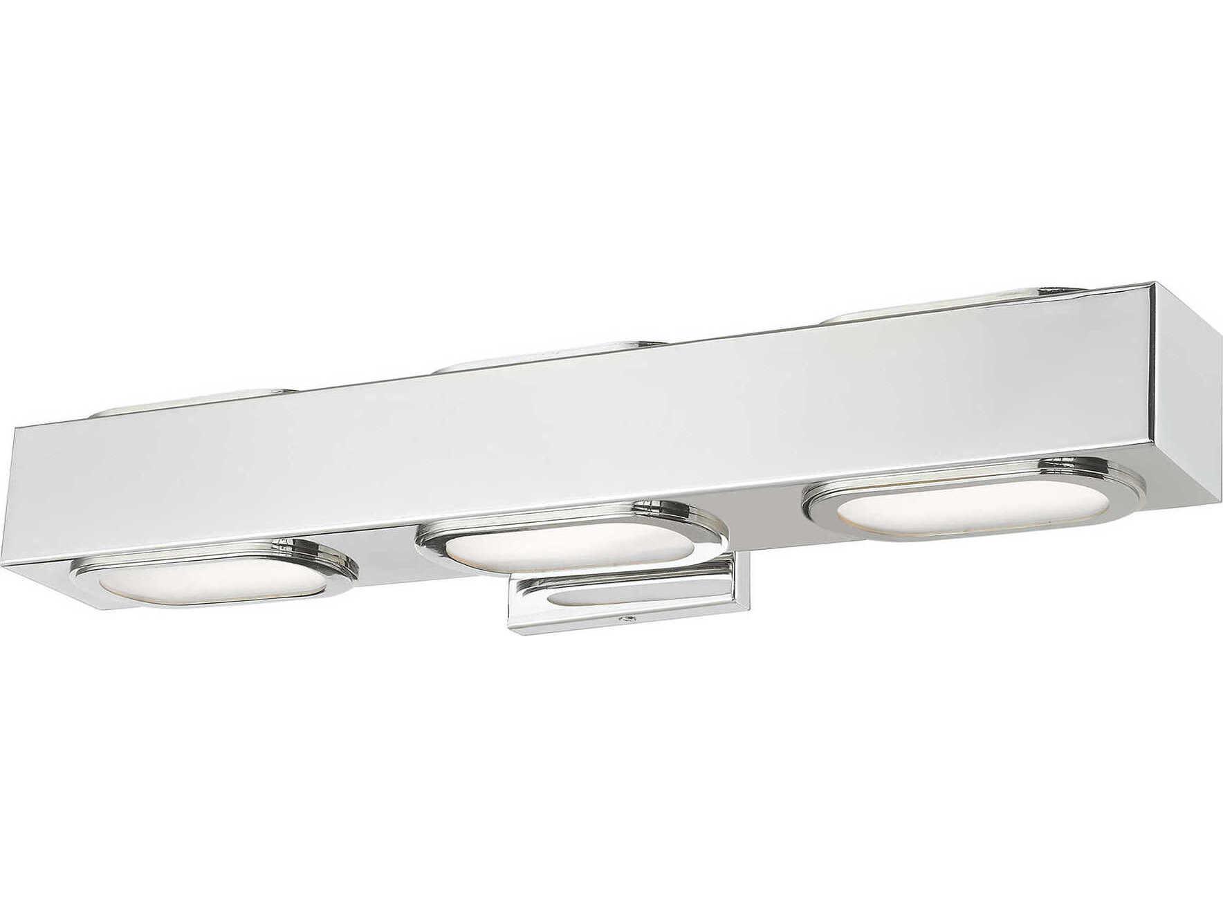 Livex Lighting Kimball 3-Light Polished Chrome Glass LED Vanity Light