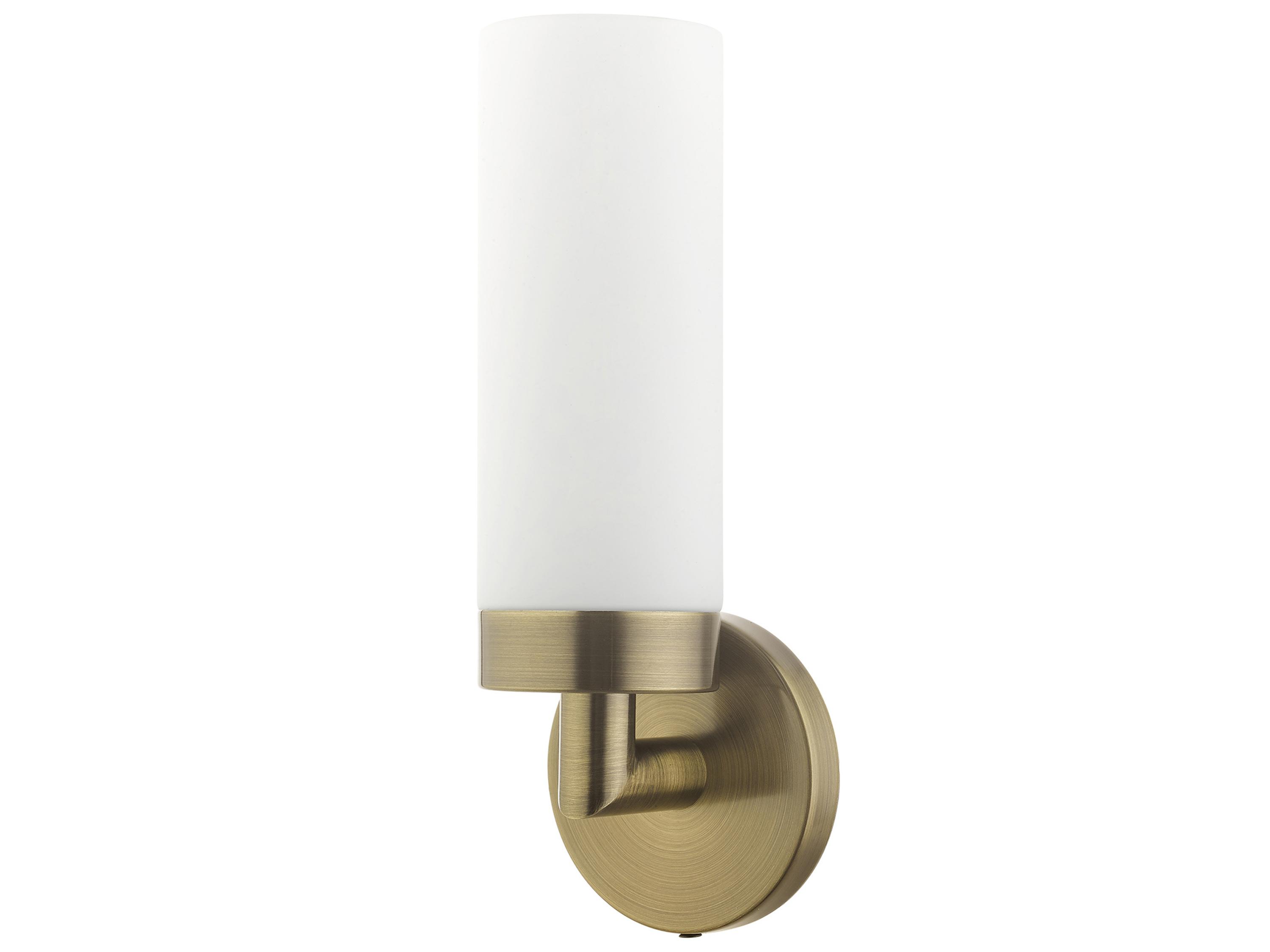 Livex Lighting Aero 1-Light Antique Brass White Glass Wall Sconce
