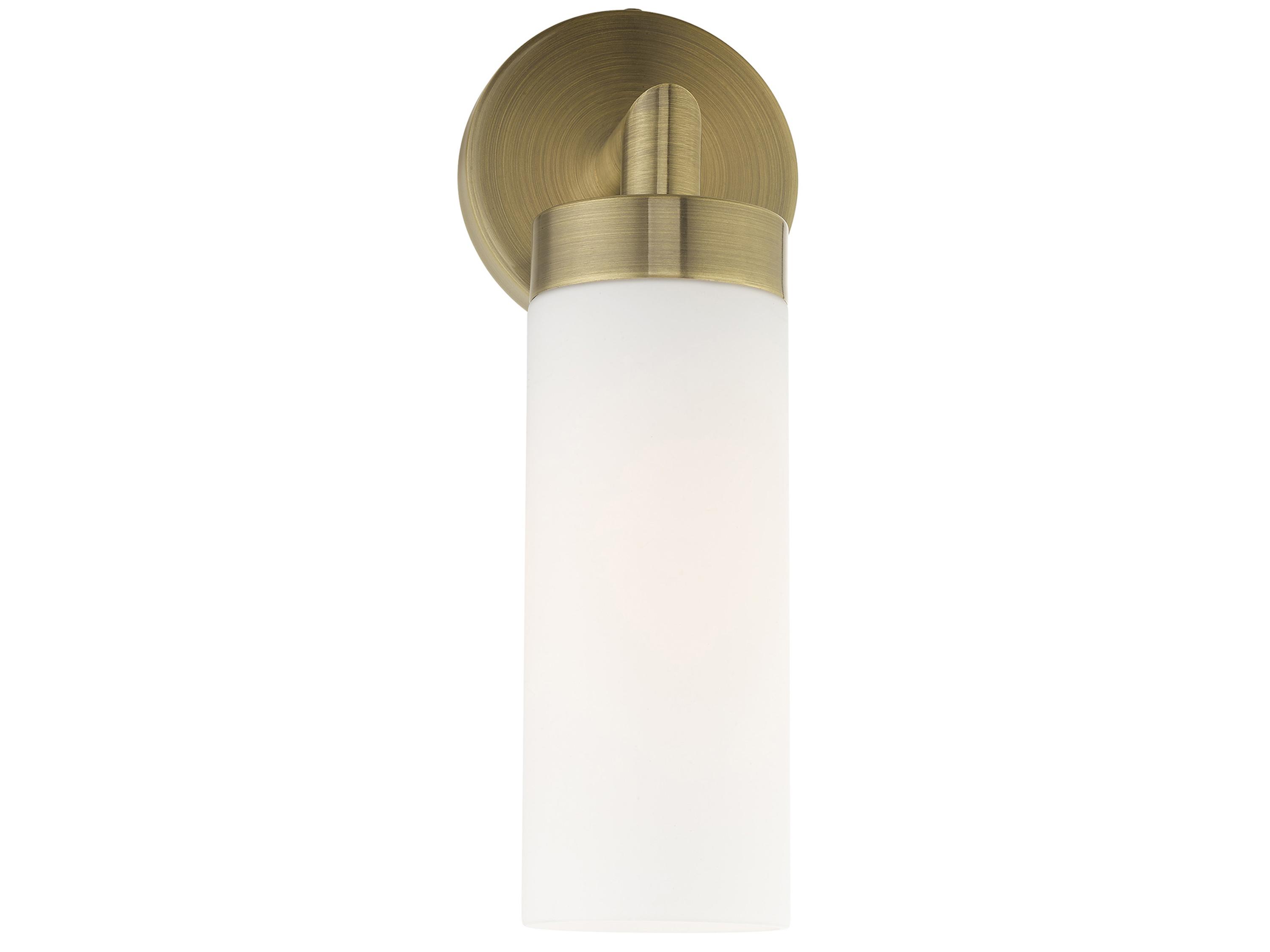 Livex Lighting Aero 1-Light Antique Brass White Glass Wall Sconce