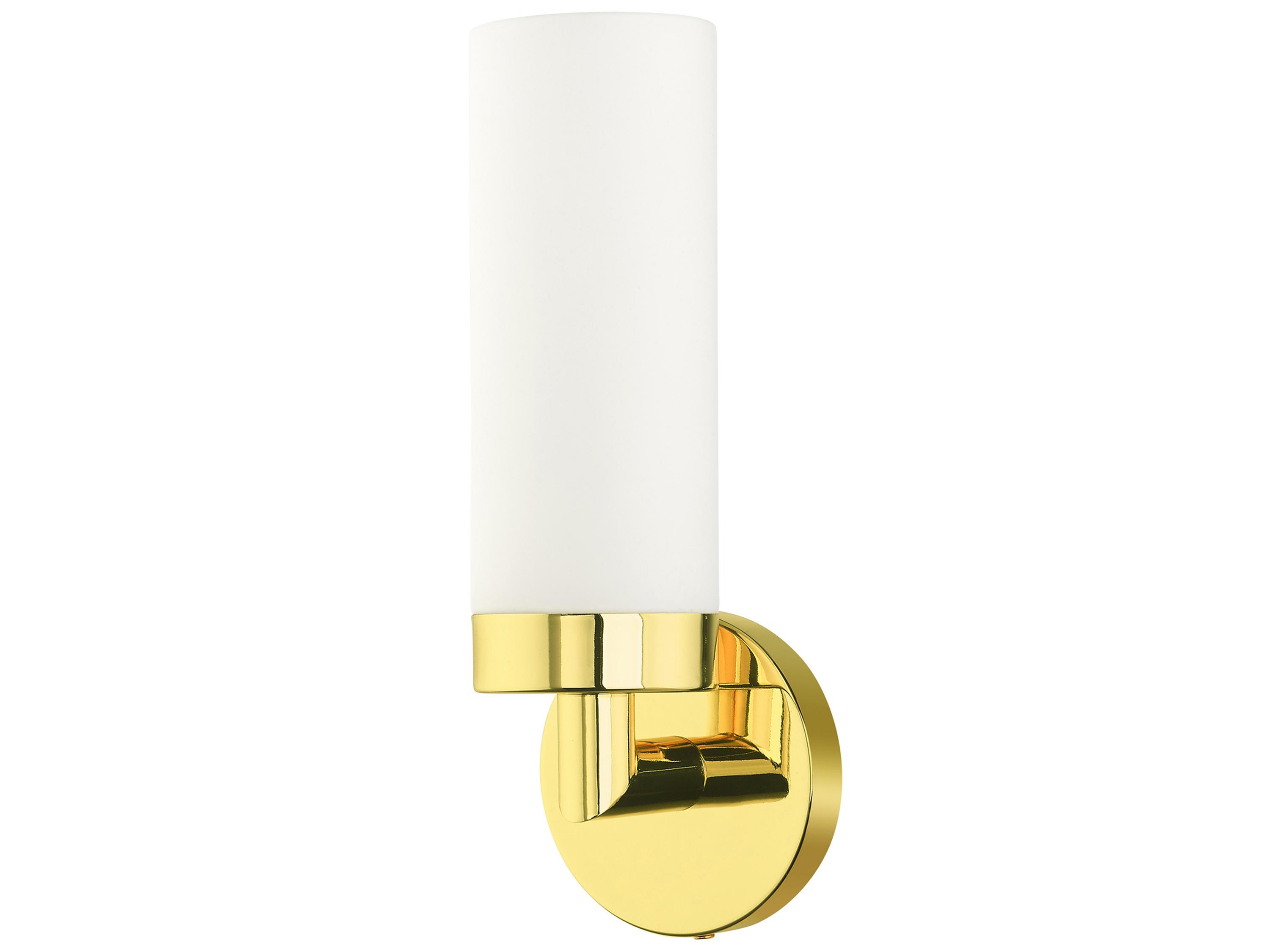 Livex Lighting Aero 1-Light Polished Brass White Glass Wall Sconce