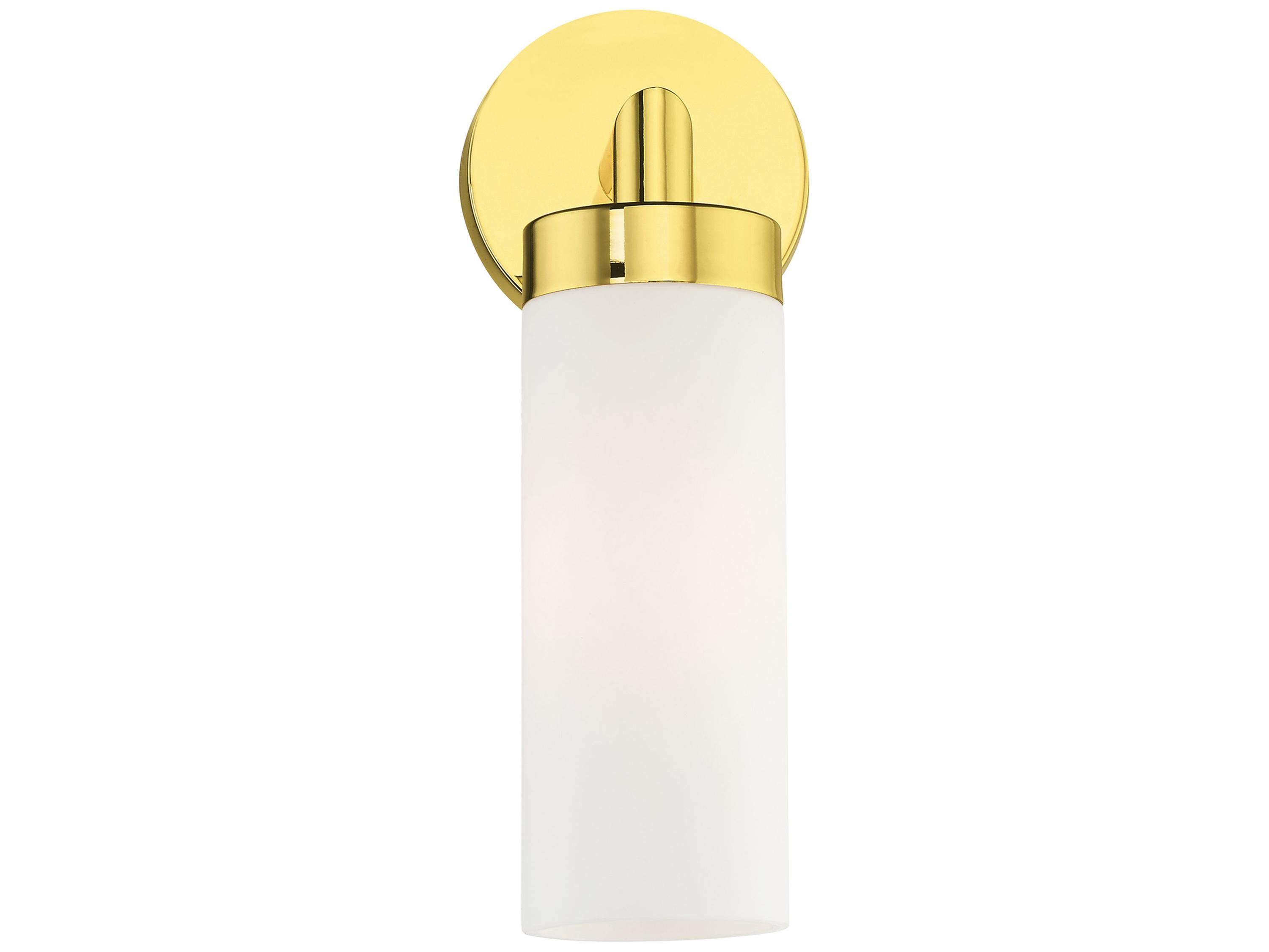 Livex Lighting Aero 1-Light Polished Brass White Glass Wall Sconce