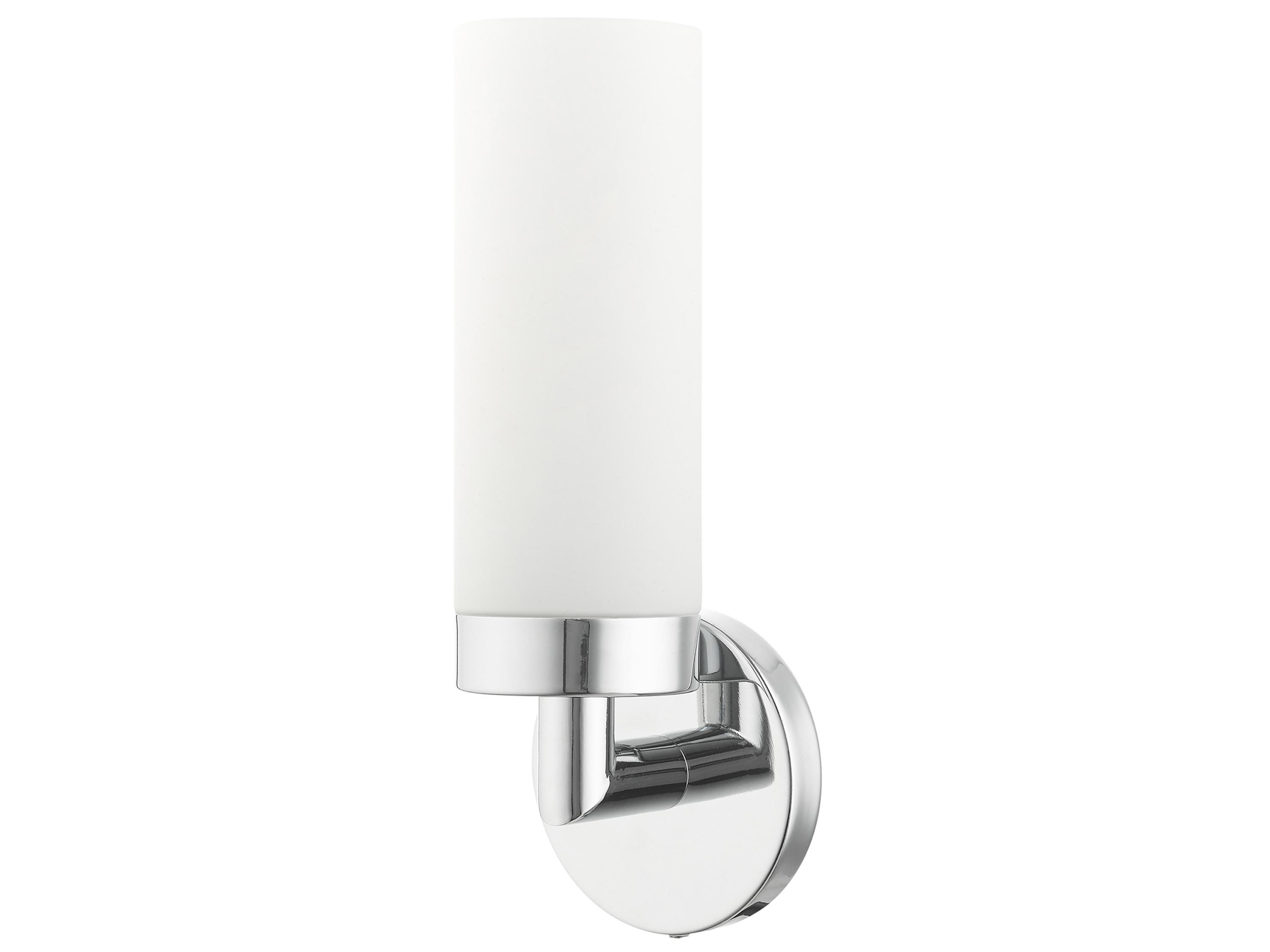Livex Lighting Aero 1-Light Polished Chrome White Glass Wall Sconce