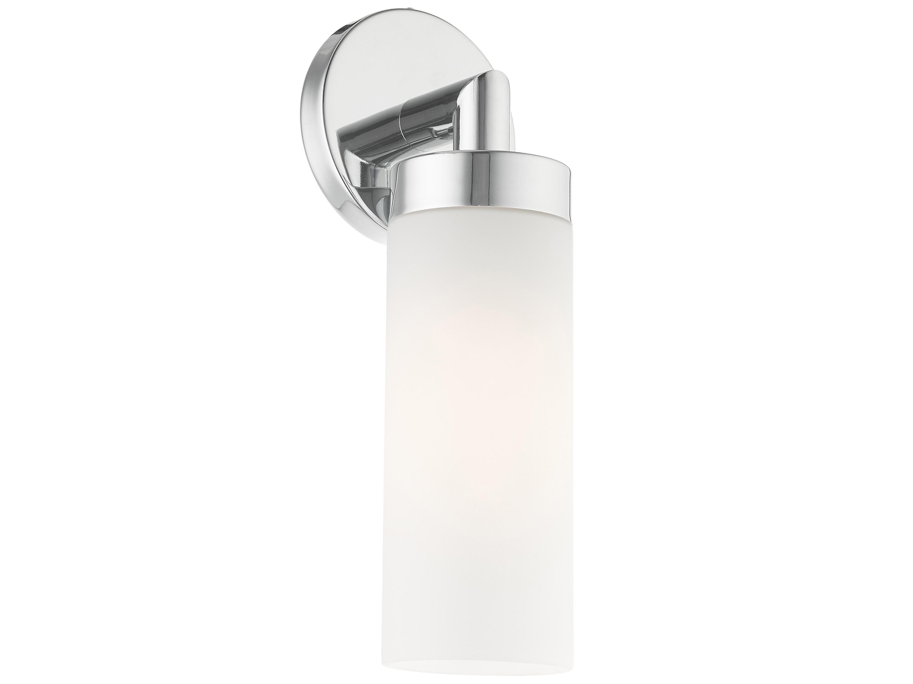 Livex Lighting Aero 1-Light Polished Chrome White Glass Wall Sconce