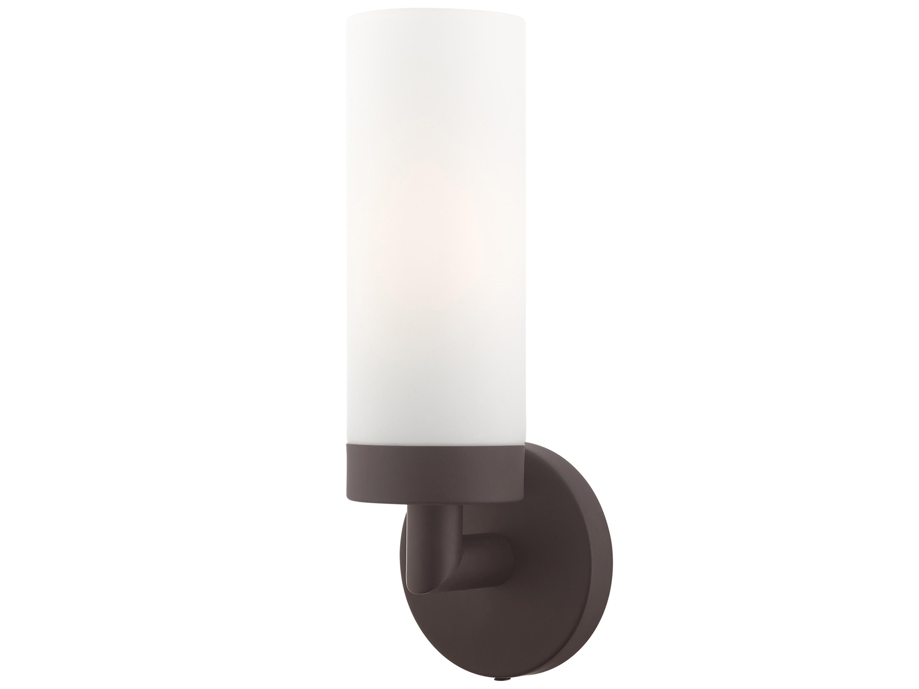 Livex Lighting Aero 1-Light Bronze White Glass Wall Sconce