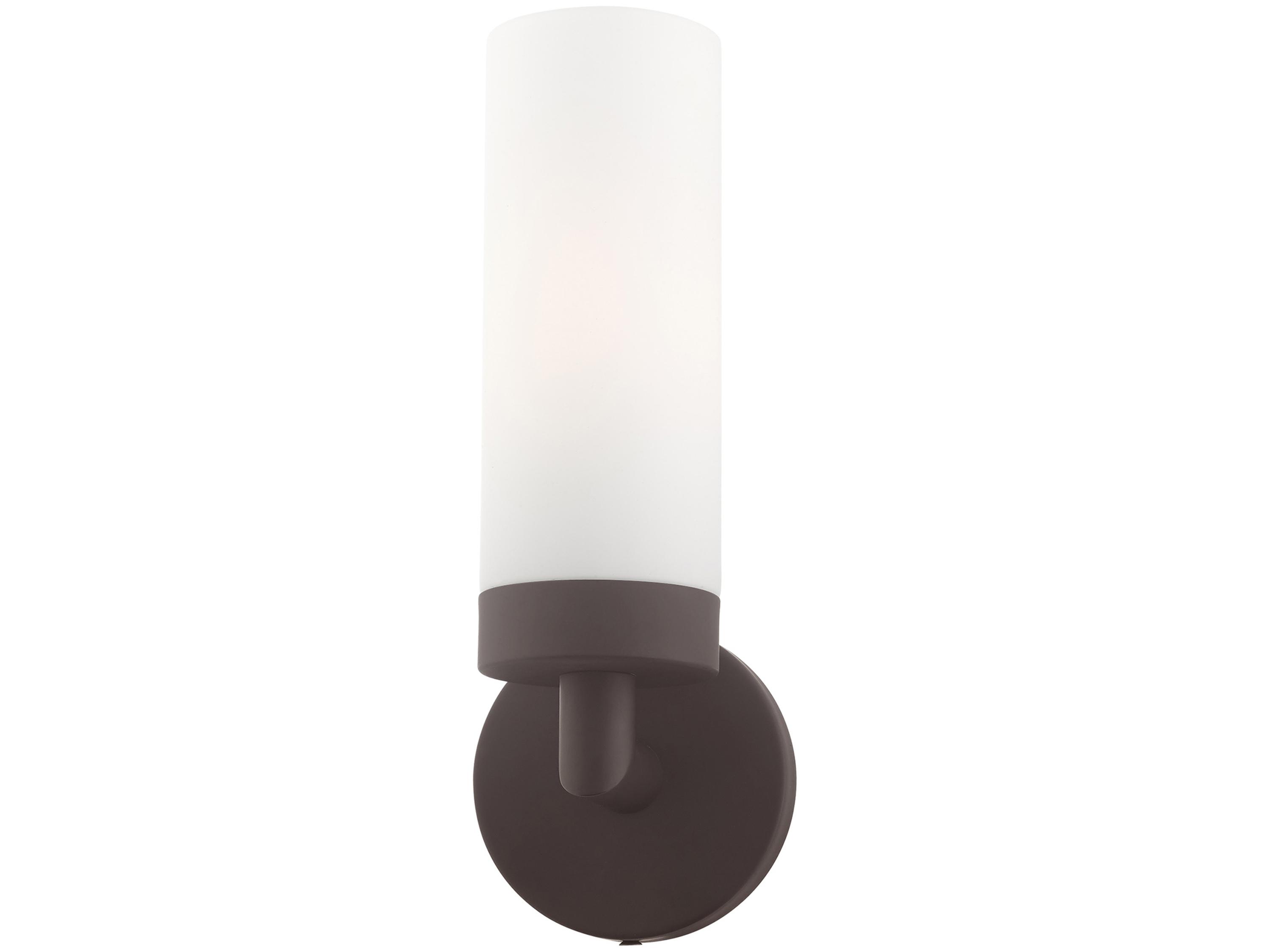 Livex Lighting Aero 1-Light Bronze White Glass Wall Sconce