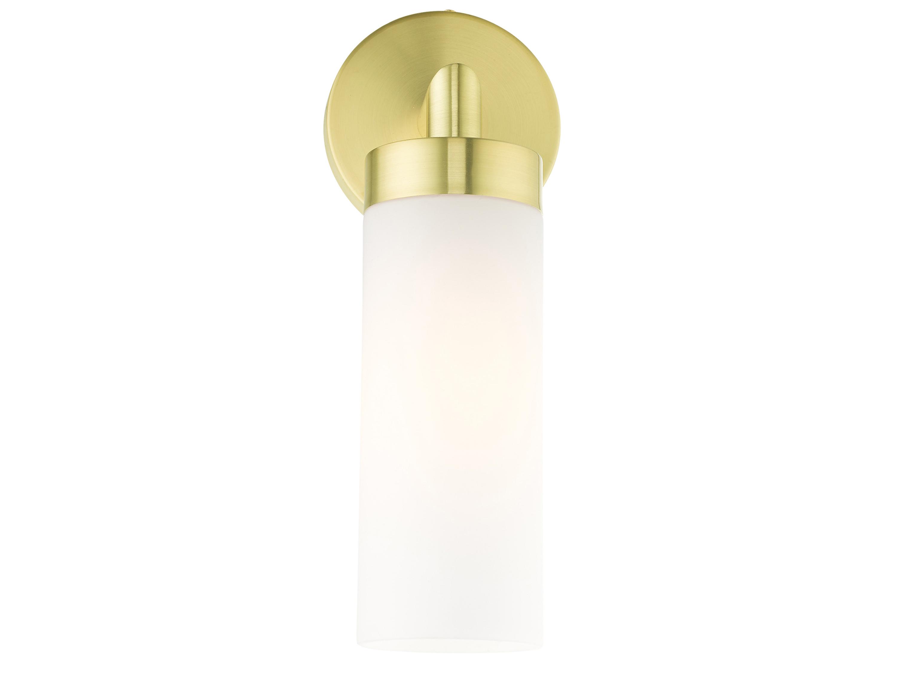 Livex Lighting Aero 1-Light Satin Brass White Glass Wall Sconce