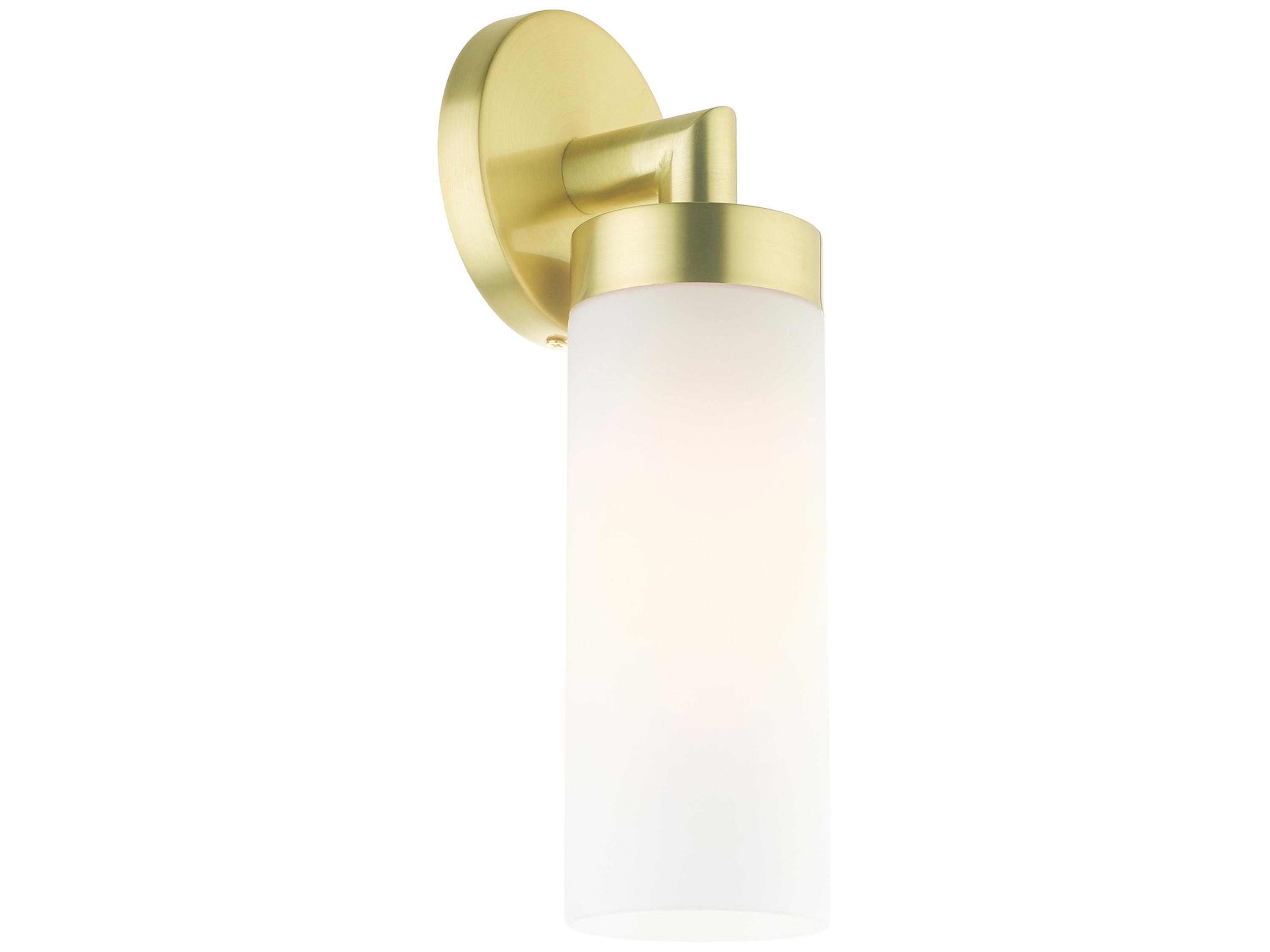 Livex Lighting Aero 1-Light Satin Brass White Glass Wall Sconce