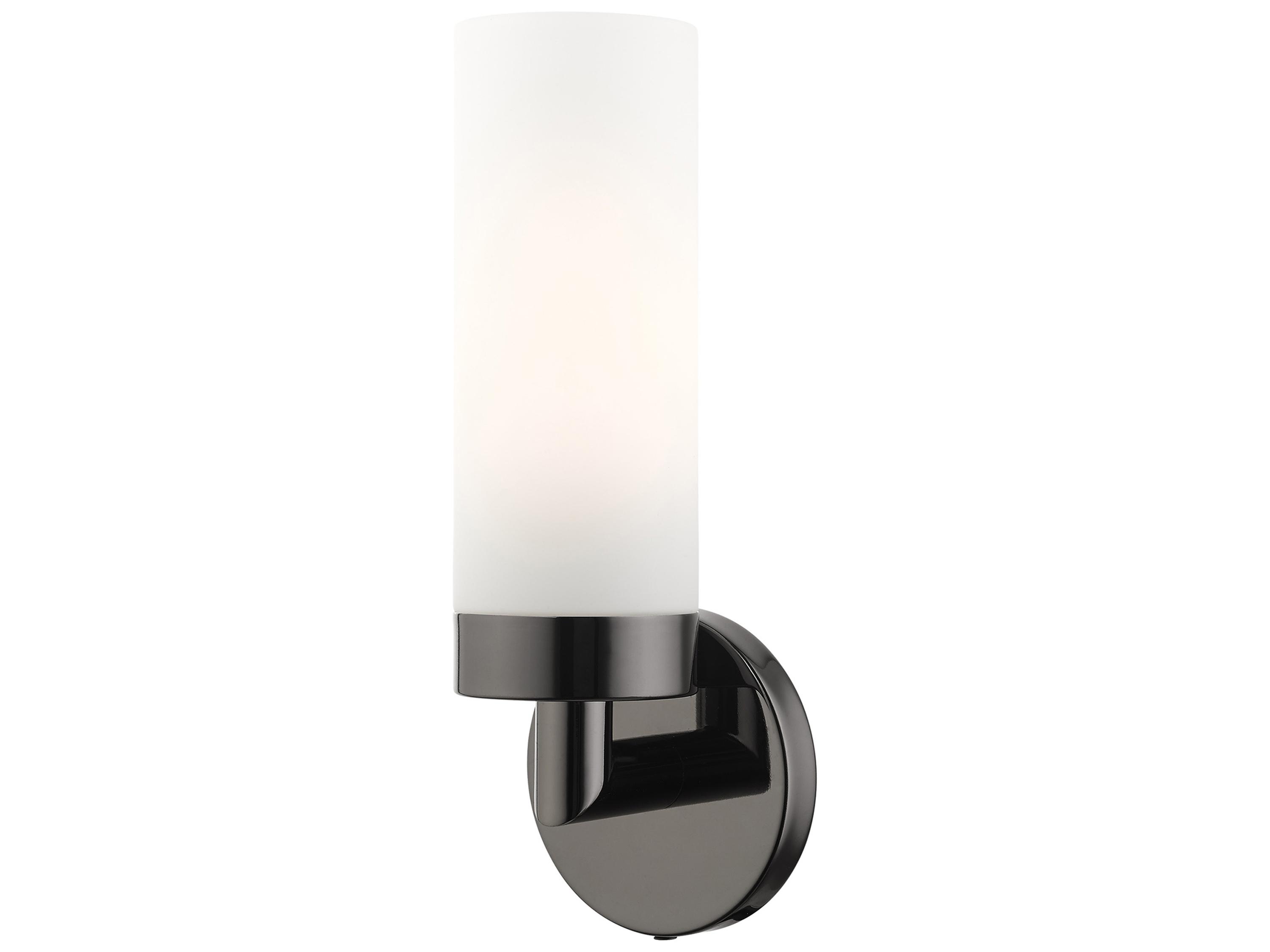 Livex Lighting Aero 1-Light Black Chrome White Glass Wall Sconce