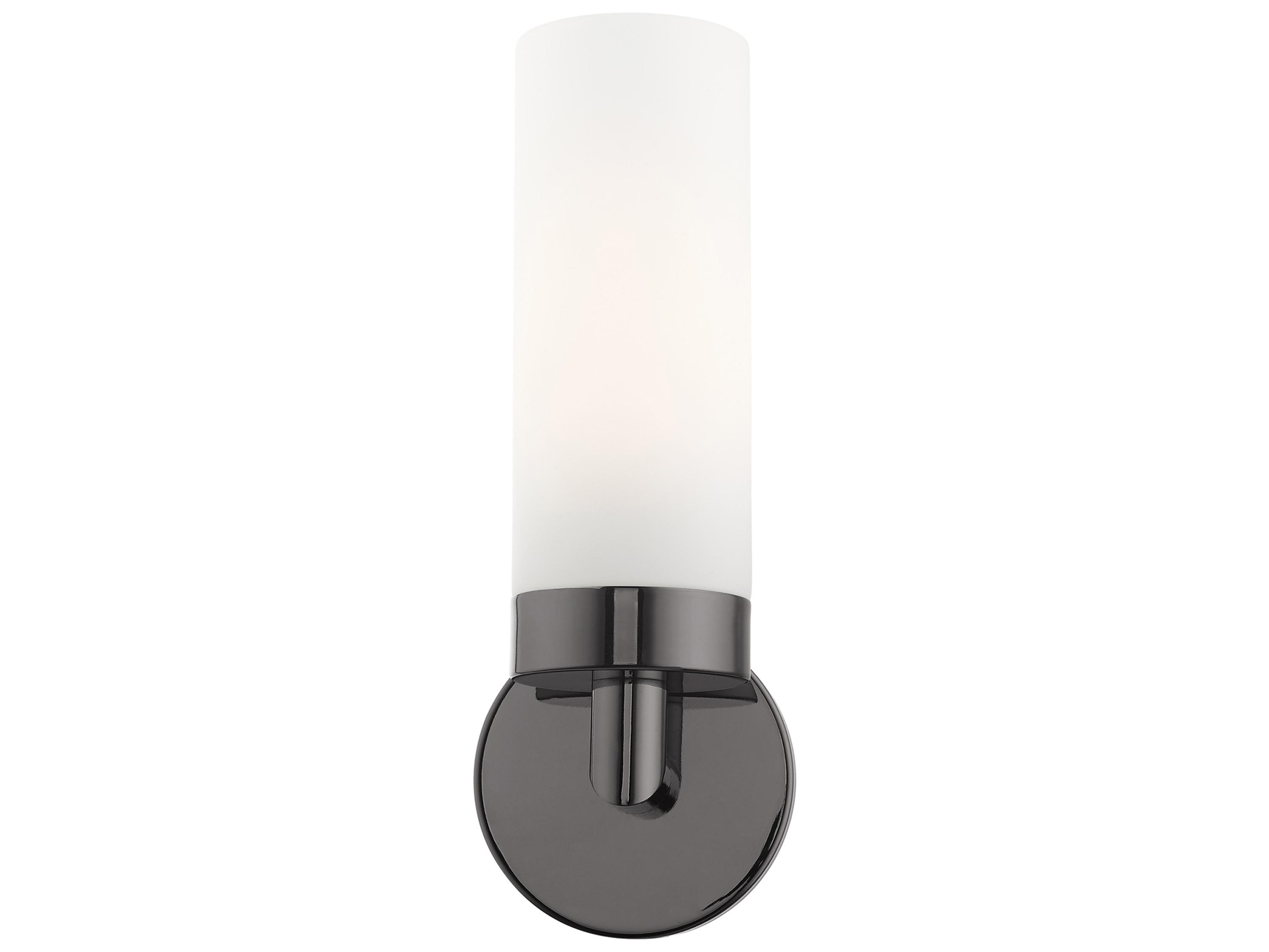Livex Lighting Aero 1-Light Black Chrome White Glass Wall Sconce