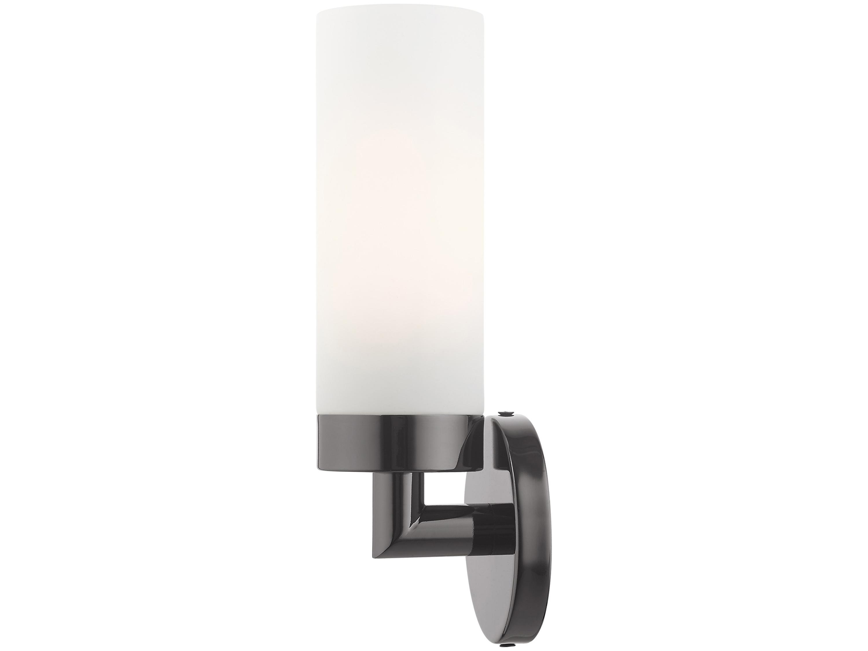 Livex Lighting Aero 1-Light Black Chrome White Glass Wall Sconce