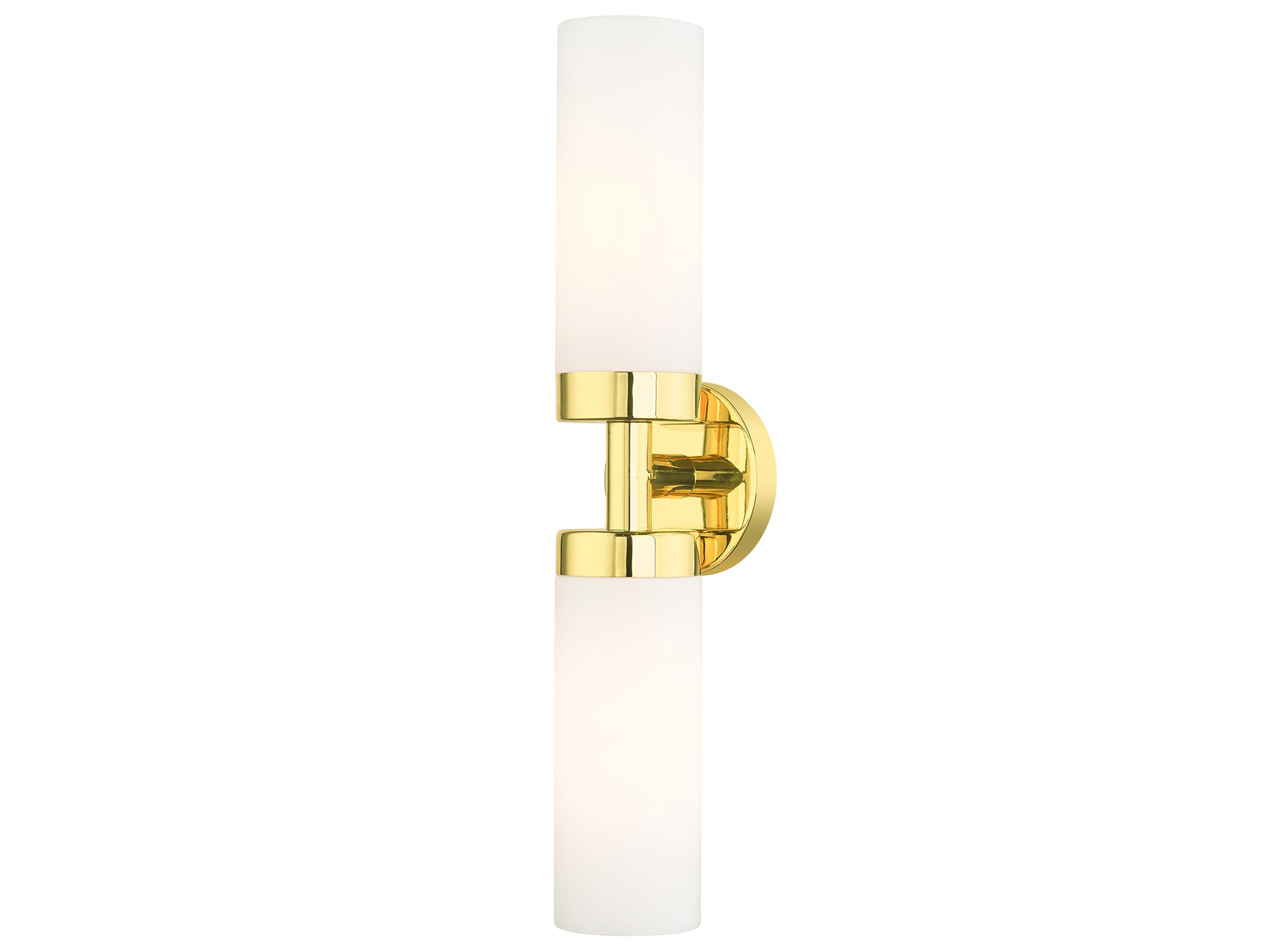 Livex Lighting Aero 2-Light Polished Brass White Glass Wall Sconce
