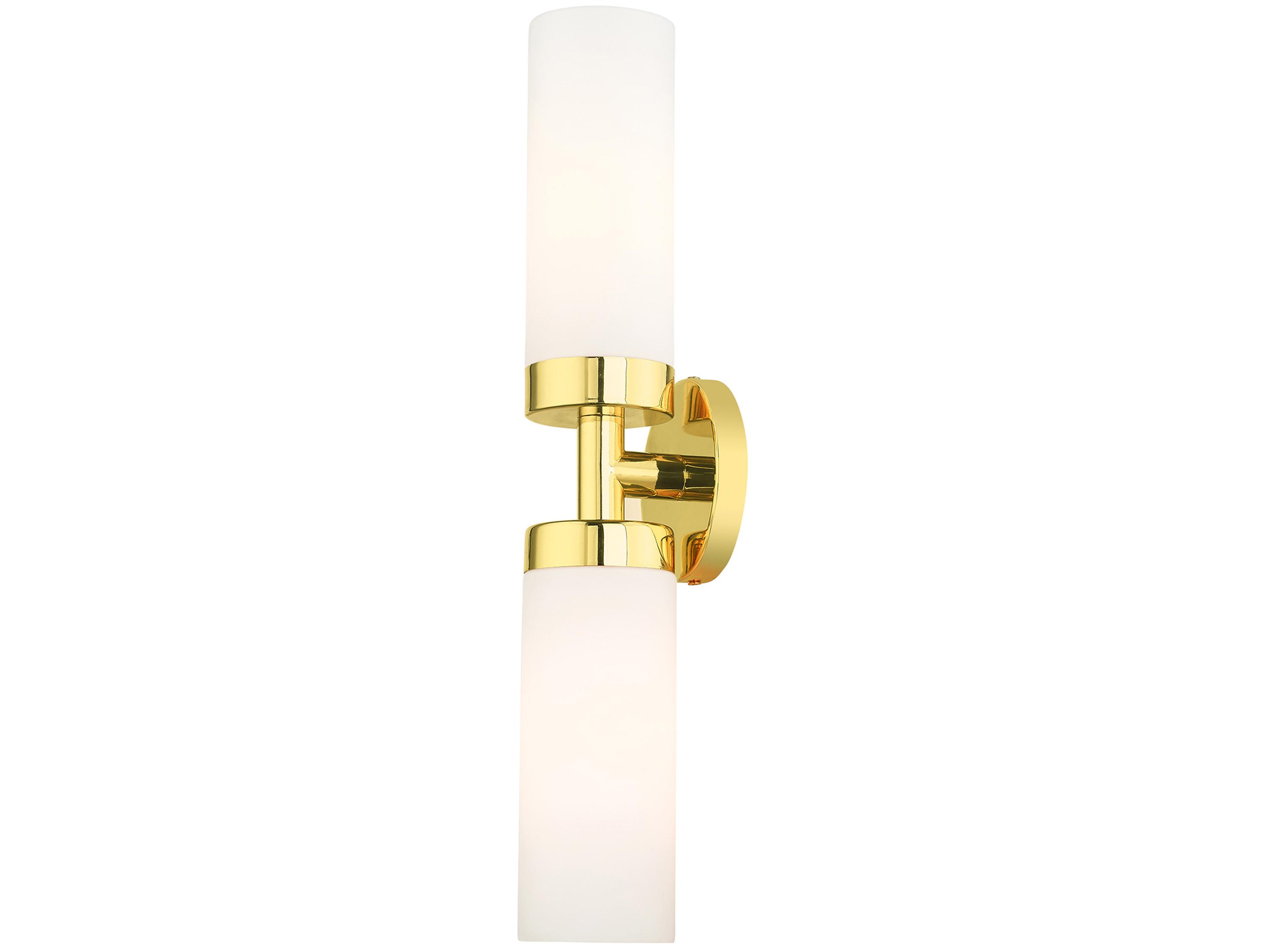 Livex Lighting Aero 2-Light Polished Brass White Glass Wall Sconce