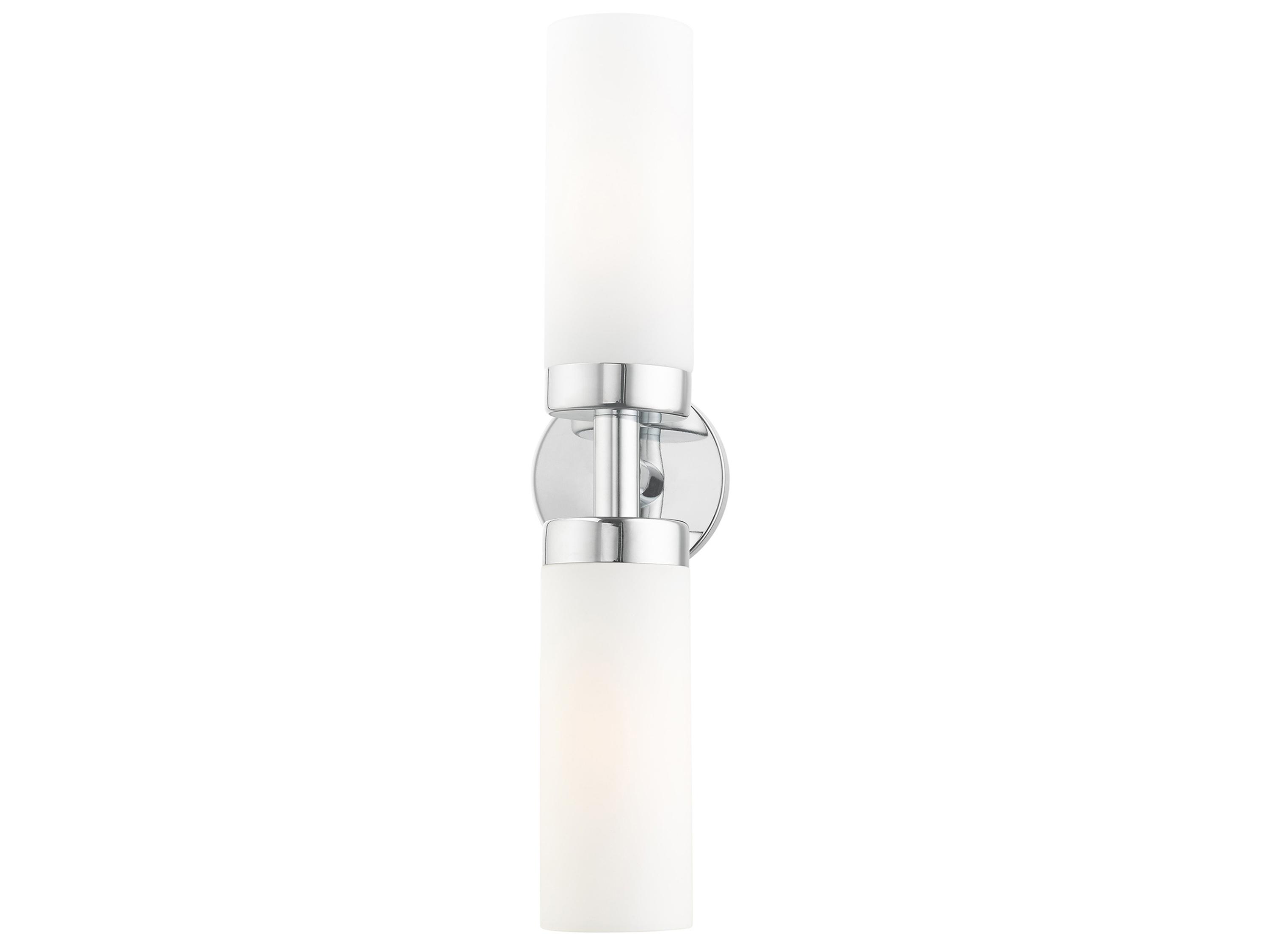 Livex Lighting Aero 2-Light Polished Chrome White Glass Wall Sconce