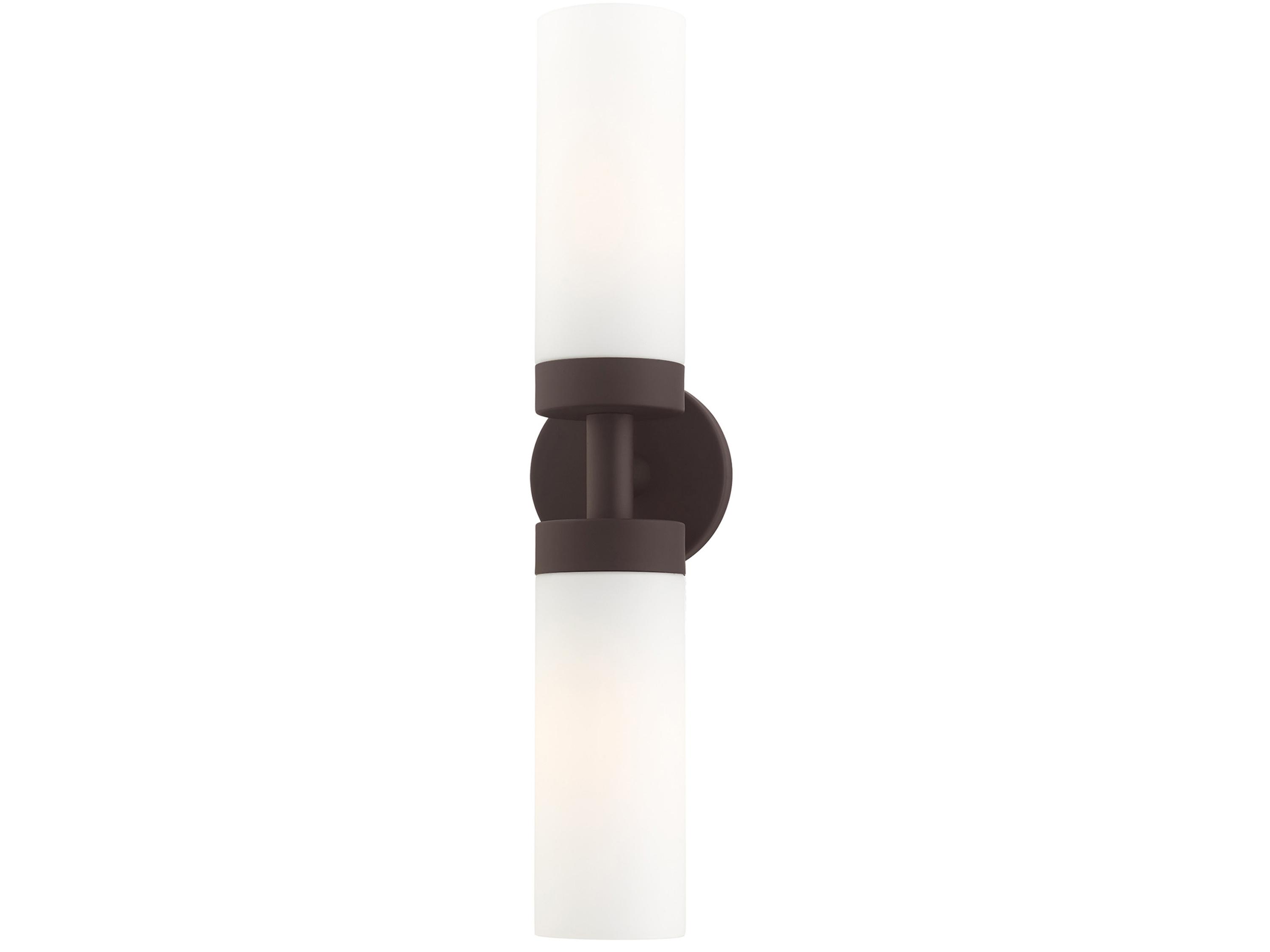Livex Lighting Aero 2-Light Bronze White Glass Wall Sconce
