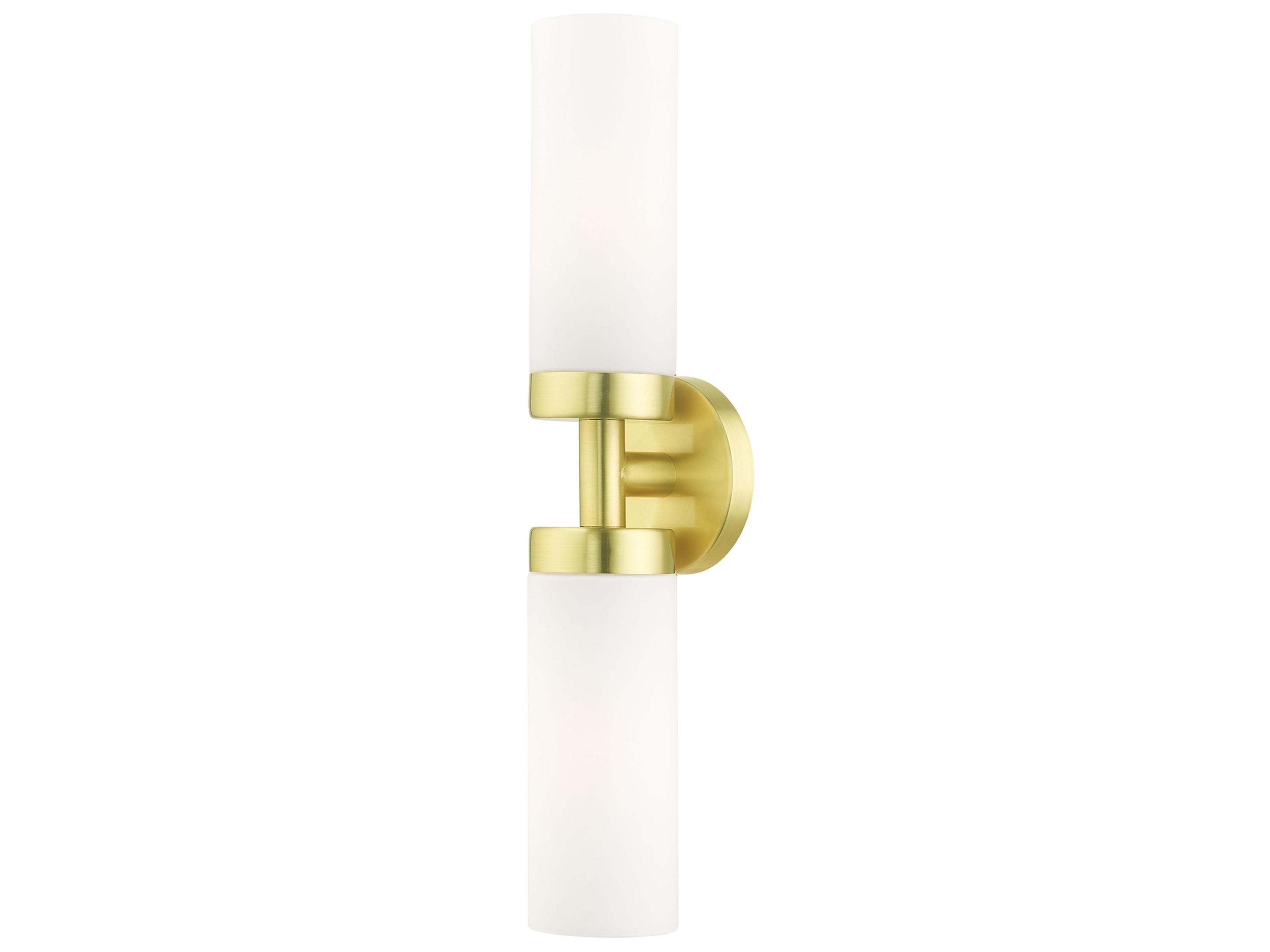 Livex Lighting Aero 2-Light Satin Brass White Glass Wall Sconce