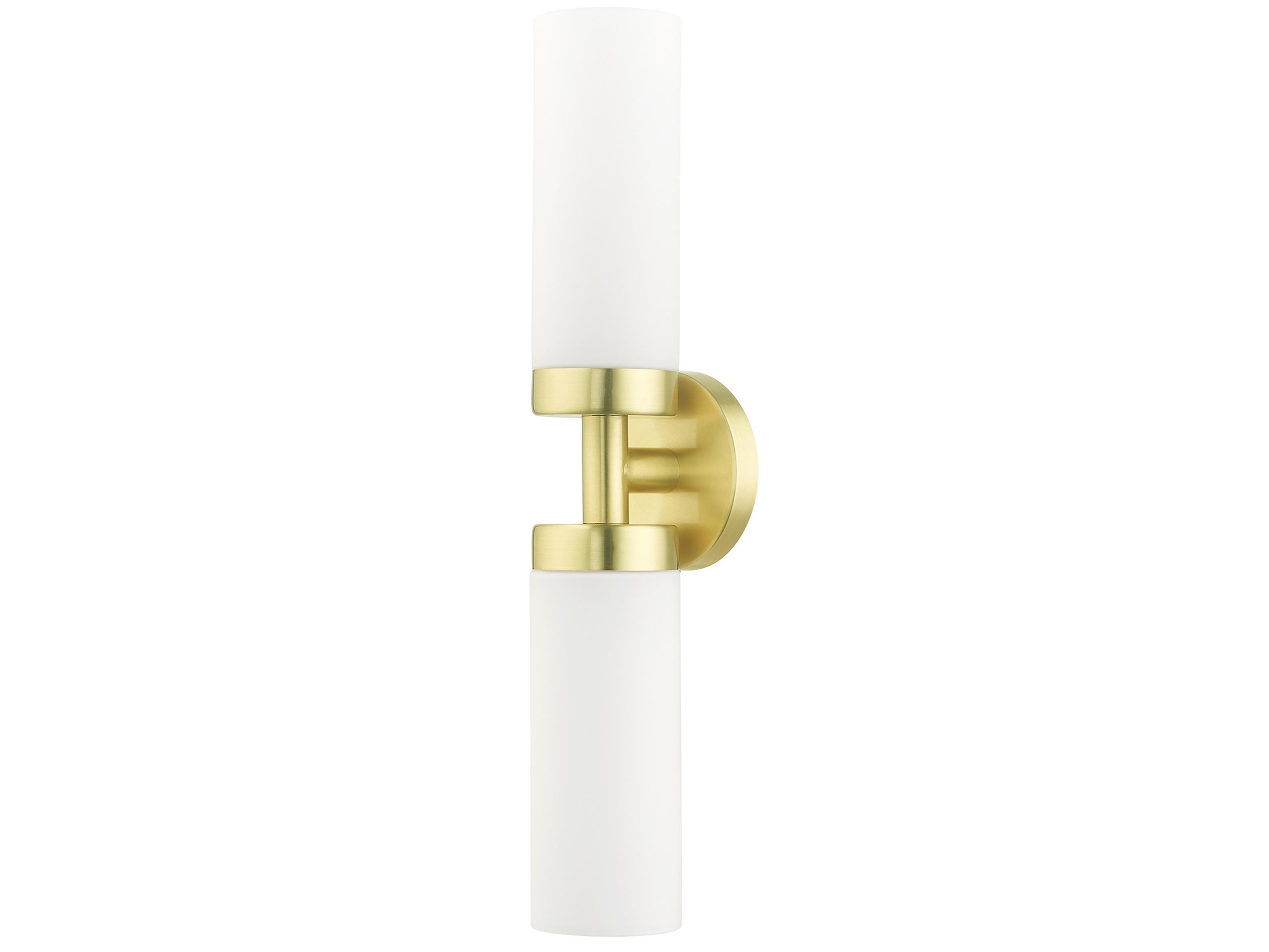 Livex Lighting Aero 2-Light Satin Brass White Glass Wall Sconce