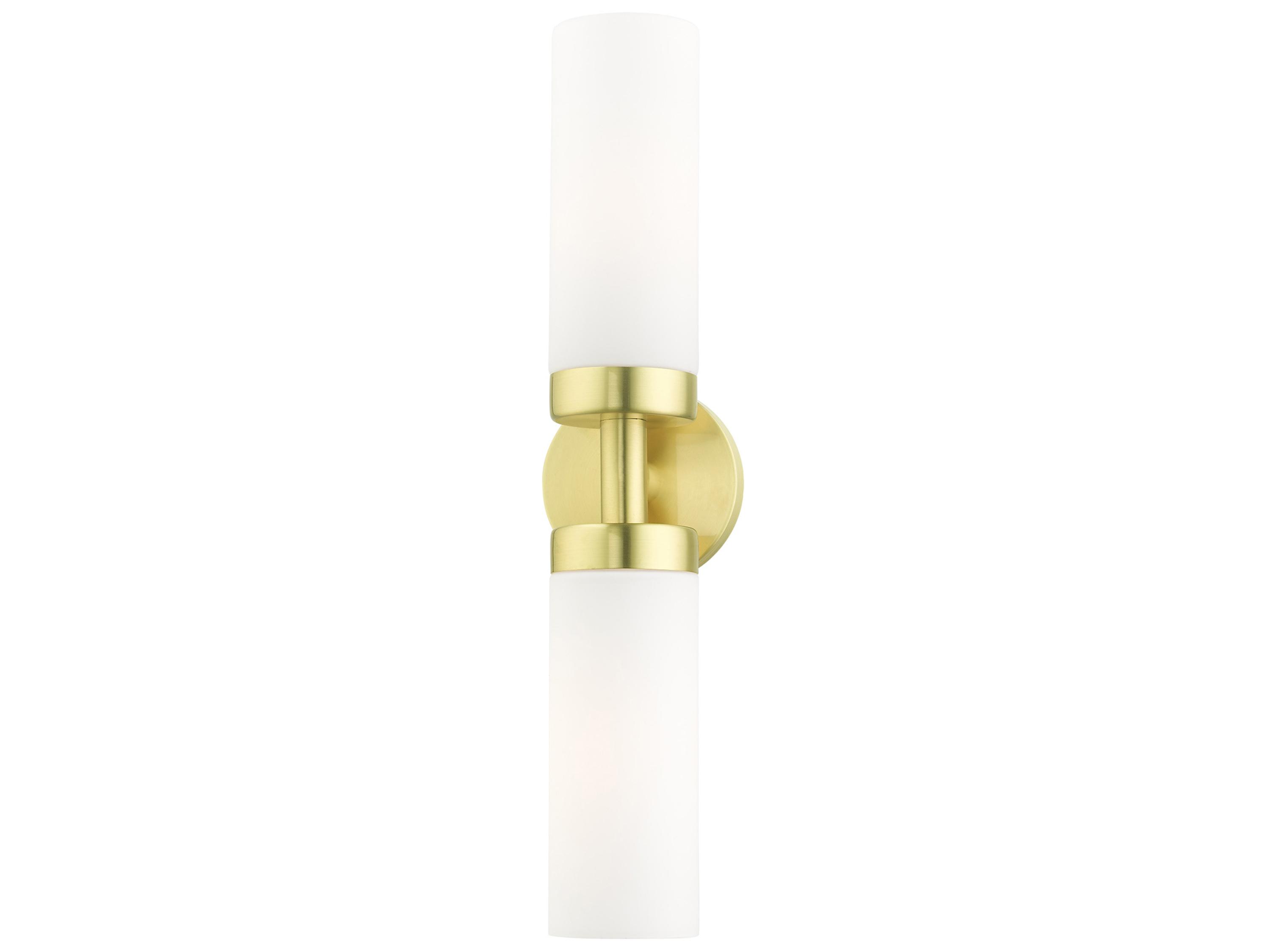 Livex Lighting Aero 2-Light Satin Brass White Glass Wall Sconce