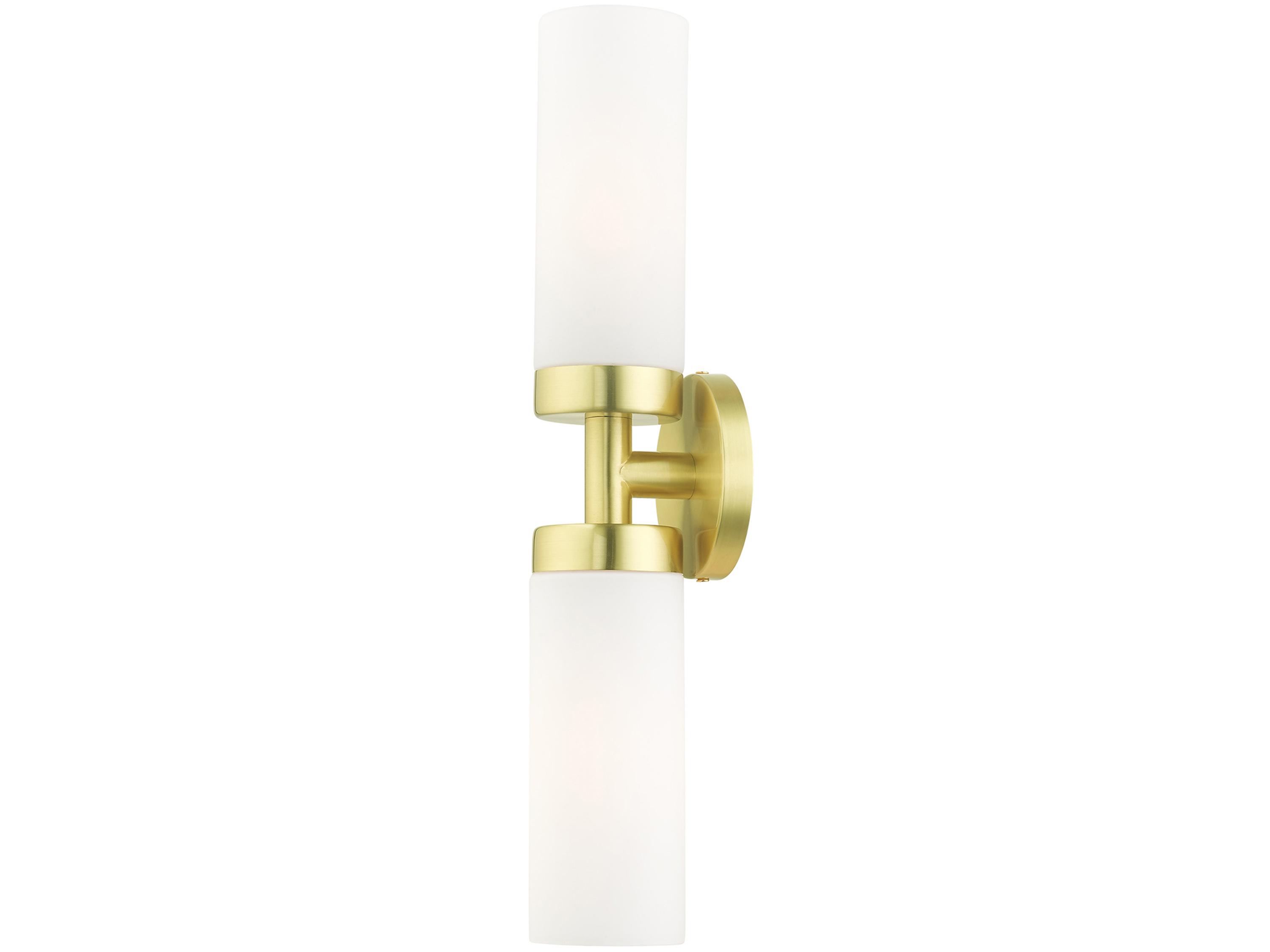 Livex Lighting Aero 2-Light Satin Brass White Glass Wall Sconce