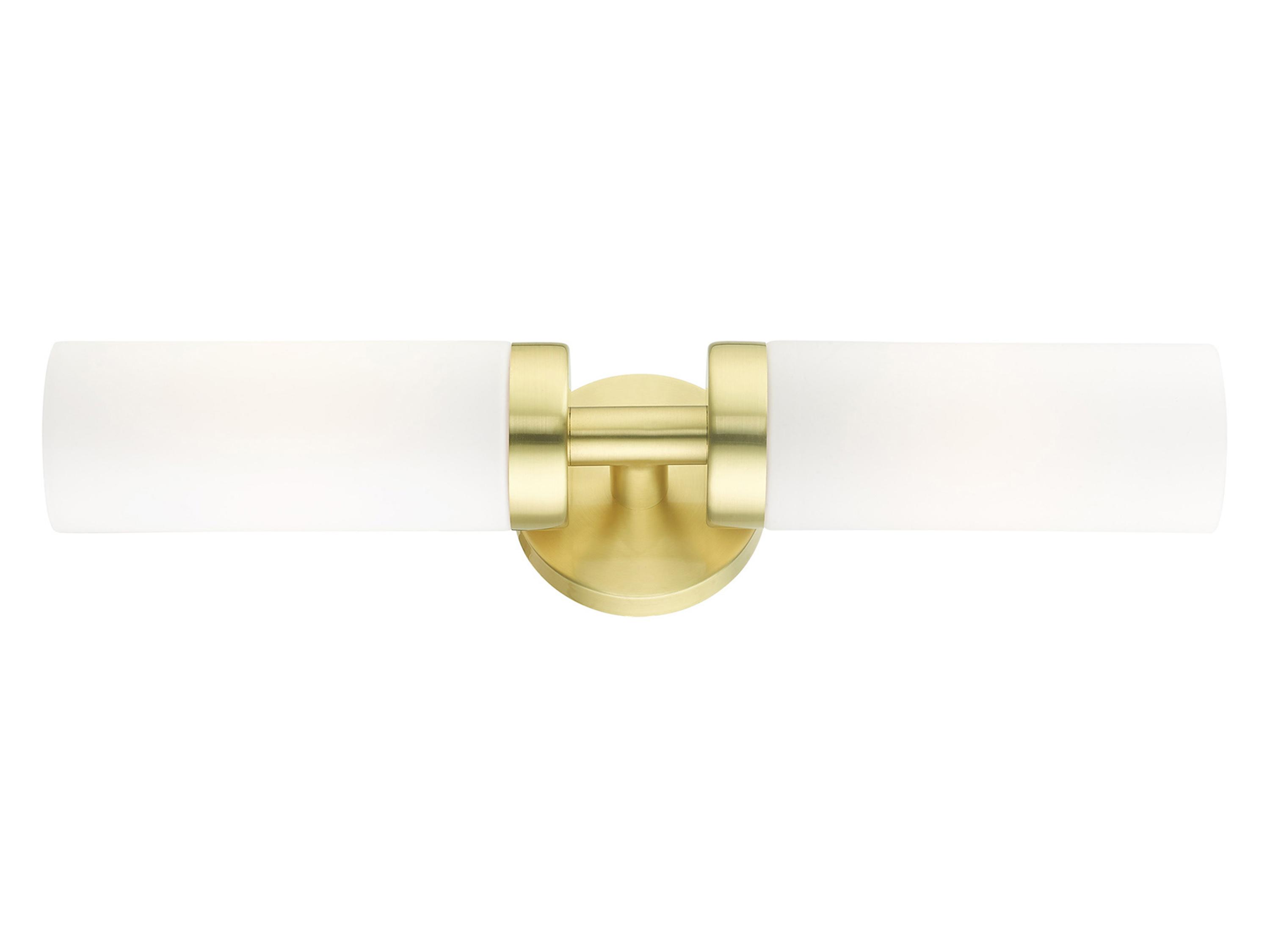 Livex Lighting Aero 2-Light Satin Brass White Glass Wall Sconce