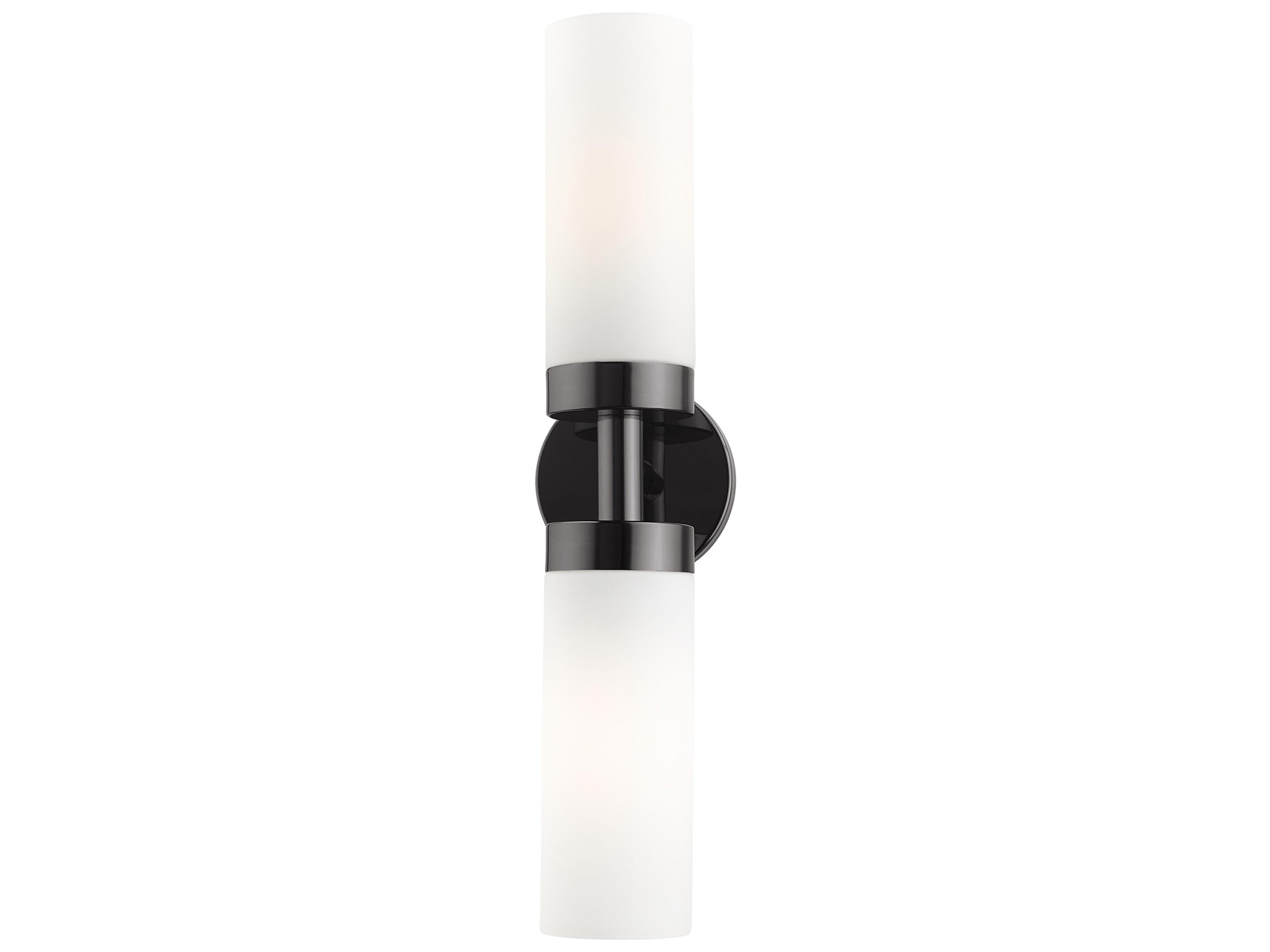 Livex Lighting Aero 2-Light Black Chrome White Glass Wall Sconce