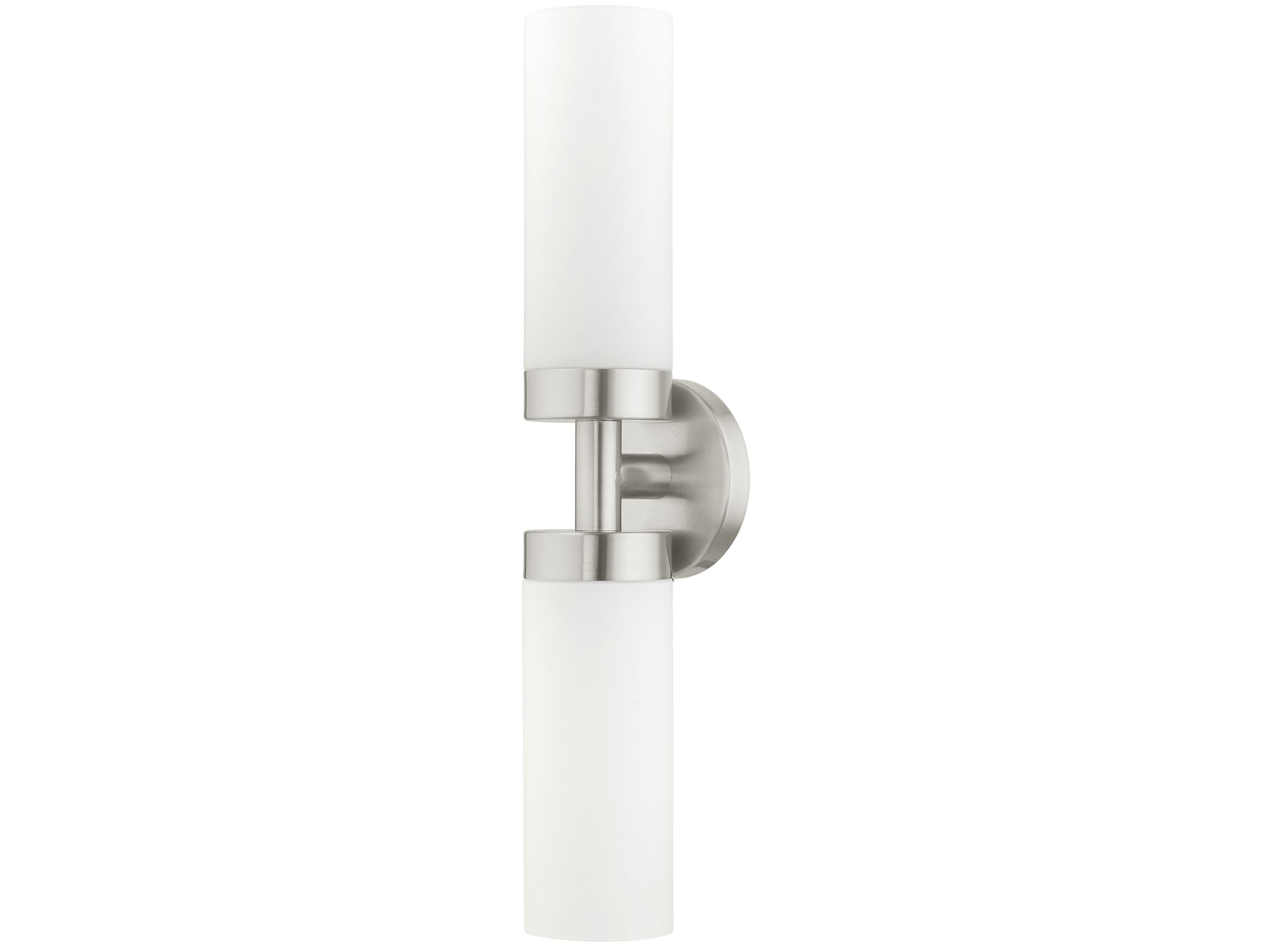 Livex Lighting Aero 2-Light Brushed Nickel White Glass Wall Sconce