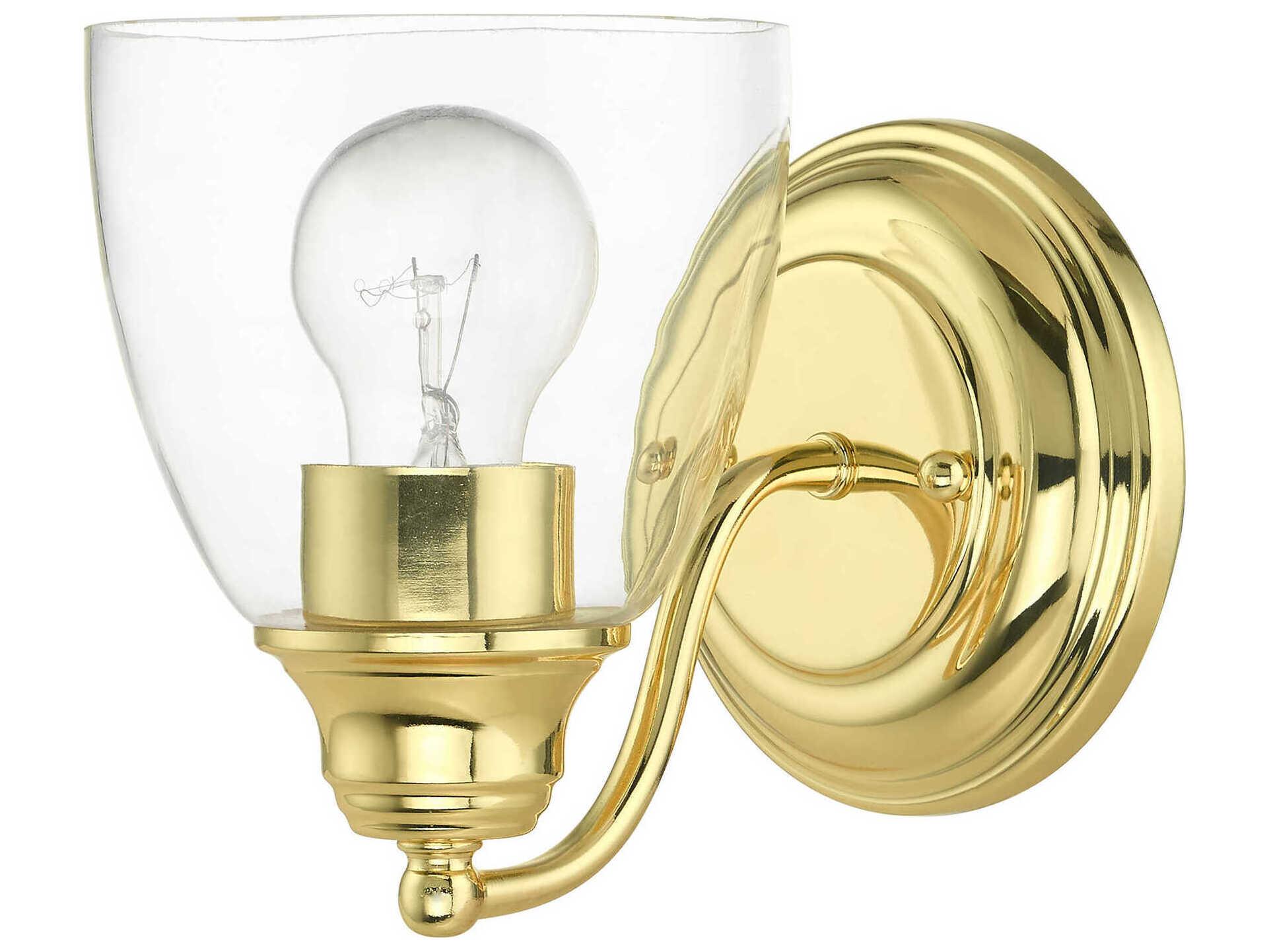 Livex Lighting Montgomery 1-Light Polished Brass Glass Wall Sconce