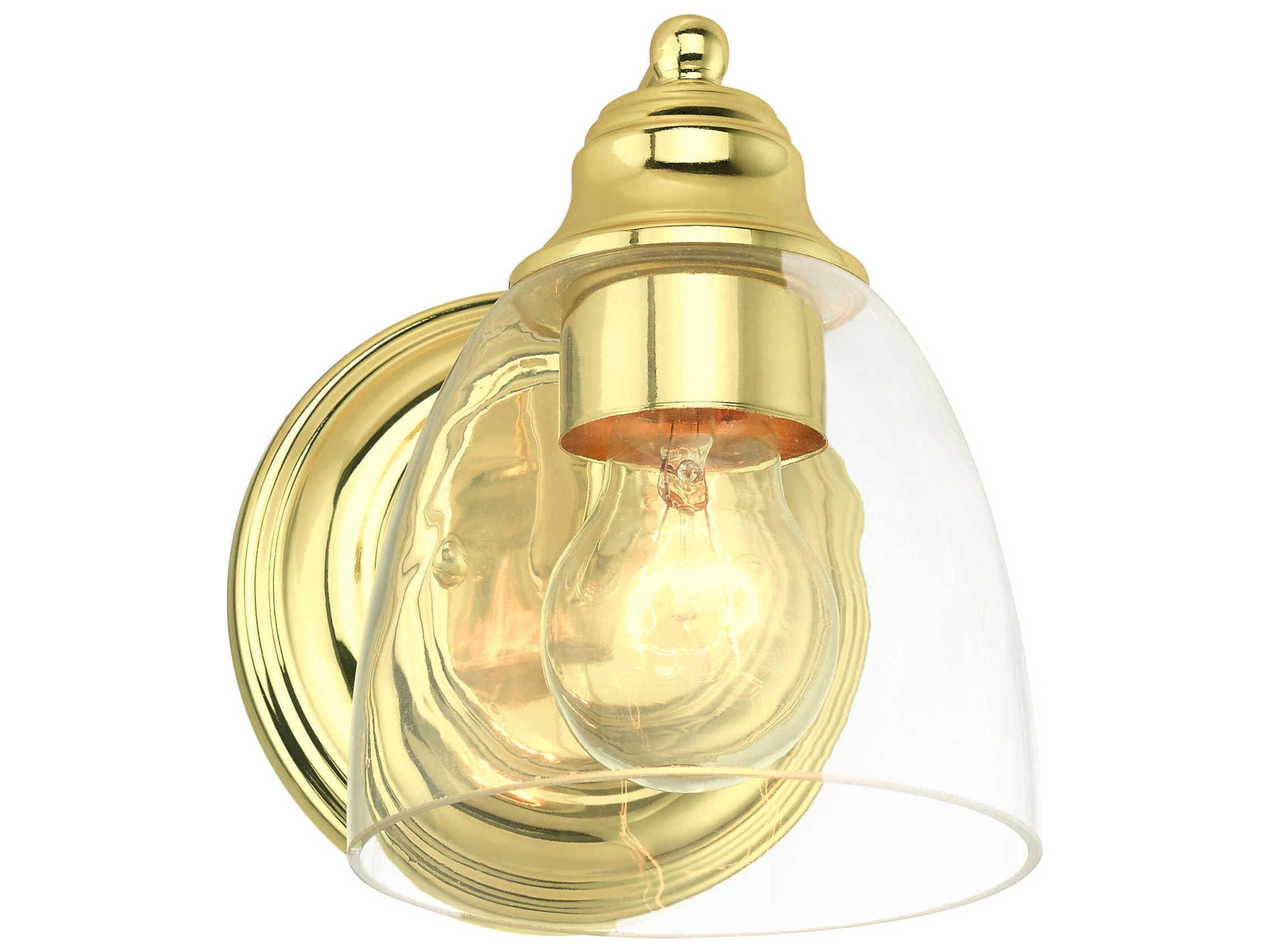 Livex Lighting Montgomery 1-Light Polished Brass Glass Wall Sconce