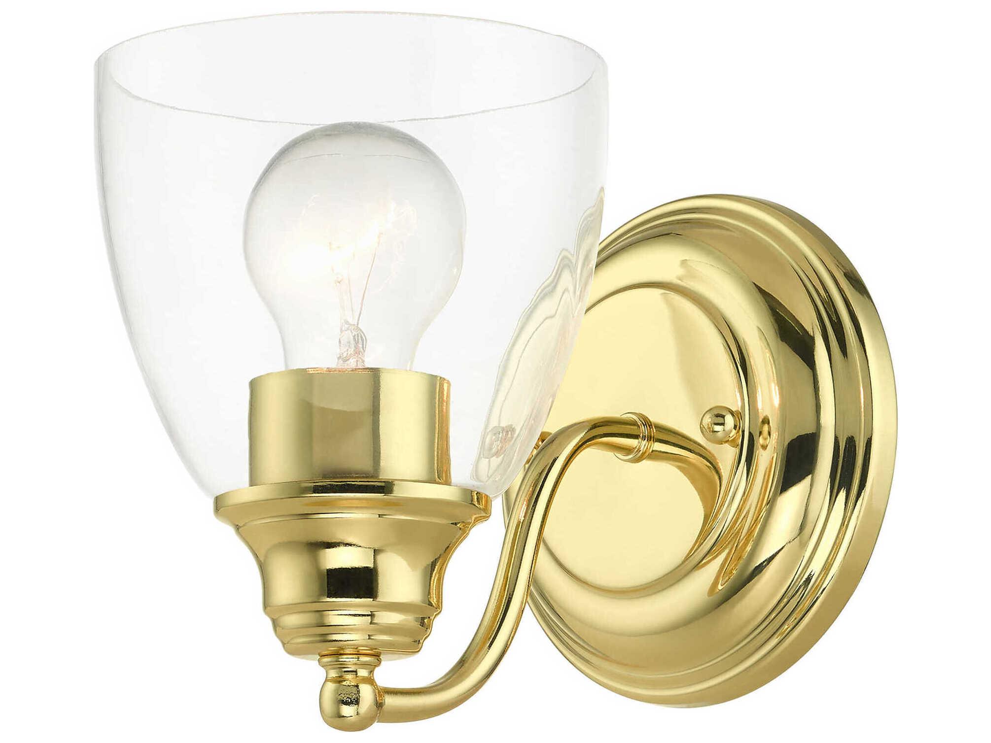 Livex Lighting Montgomery 1-Light Polished Brass Glass Wall Sconce