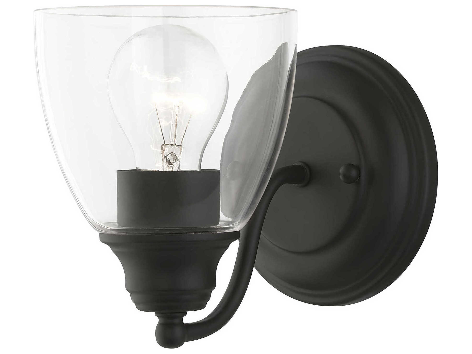 Livex Lighting Montgomery 1-Light Black Glass Wall Sconce
