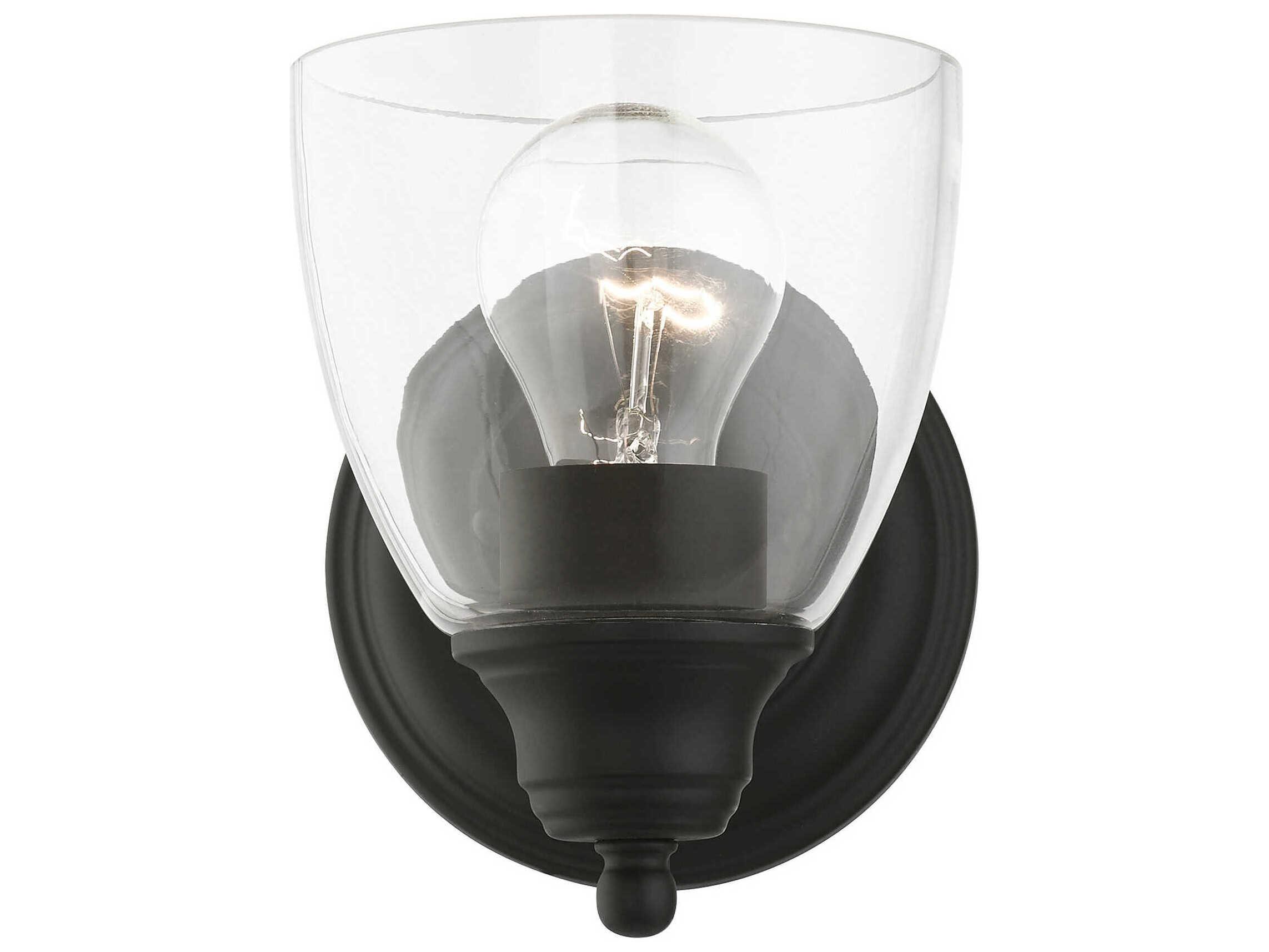 Livex Lighting Montgomery 1-Light Black Glass Wall Sconce