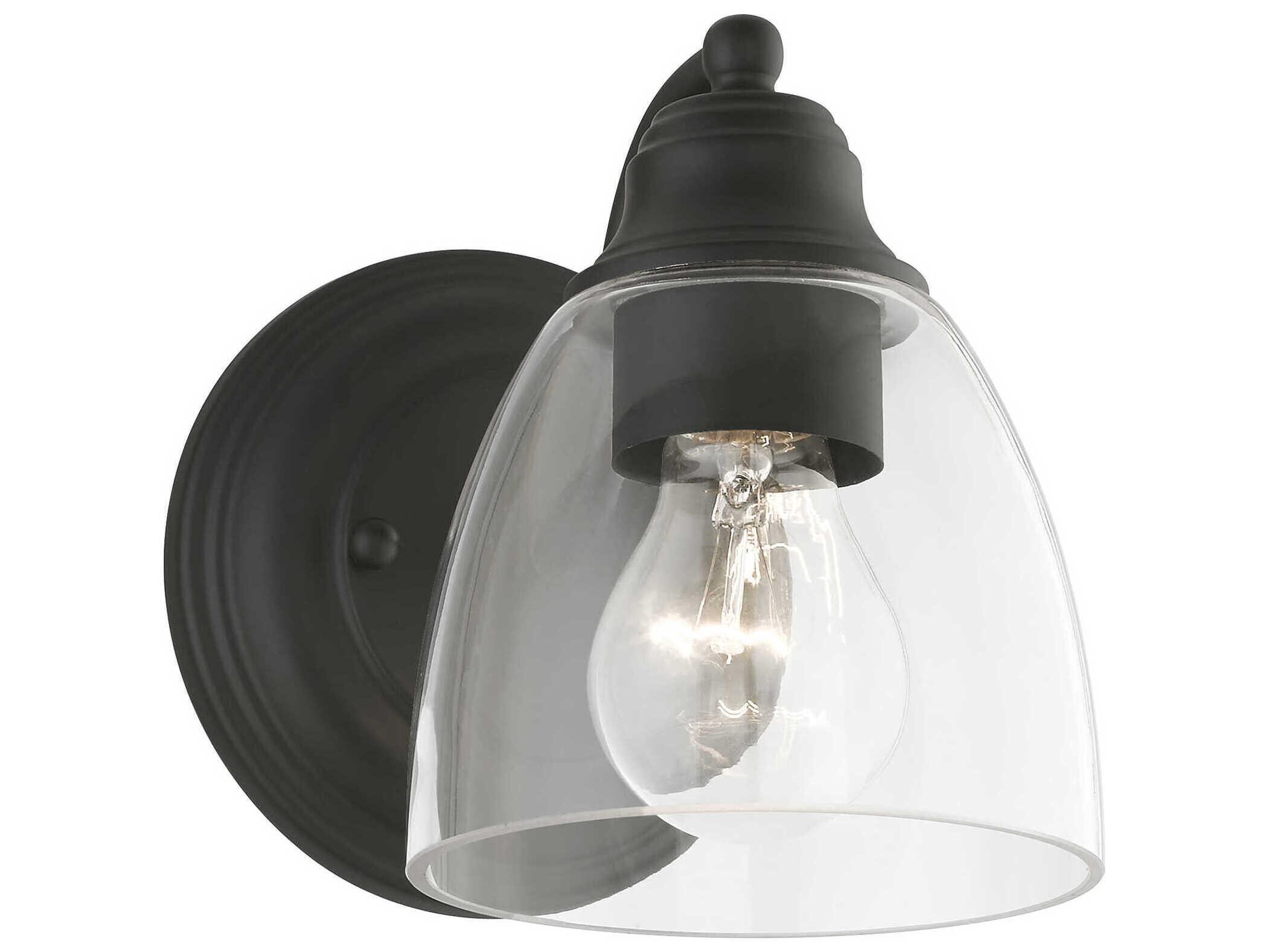 Livex Lighting Montgomery 1-Light Black Glass Wall Sconce