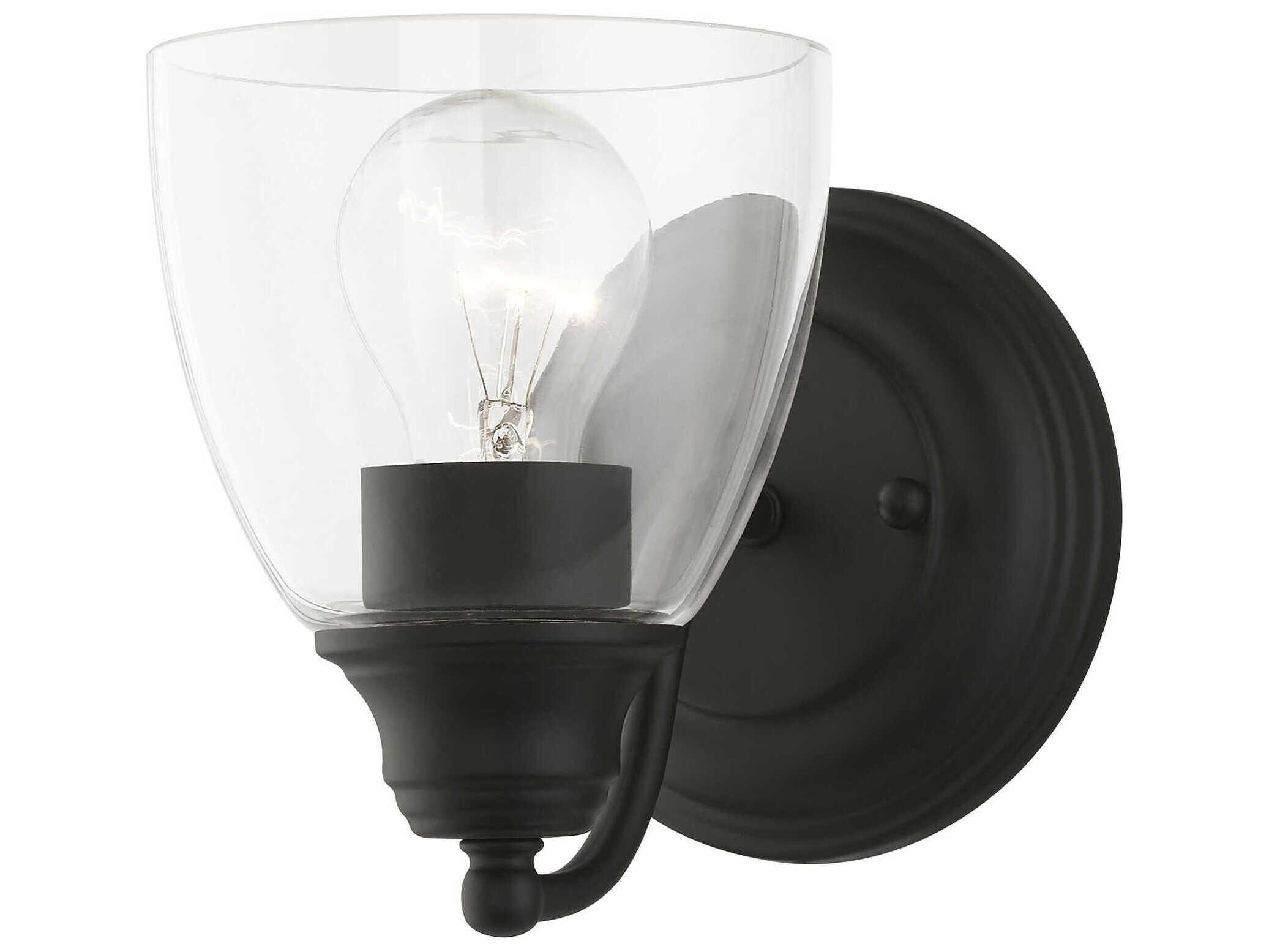 Livex Lighting Montgomery 1-Light Black Glass Wall Sconce